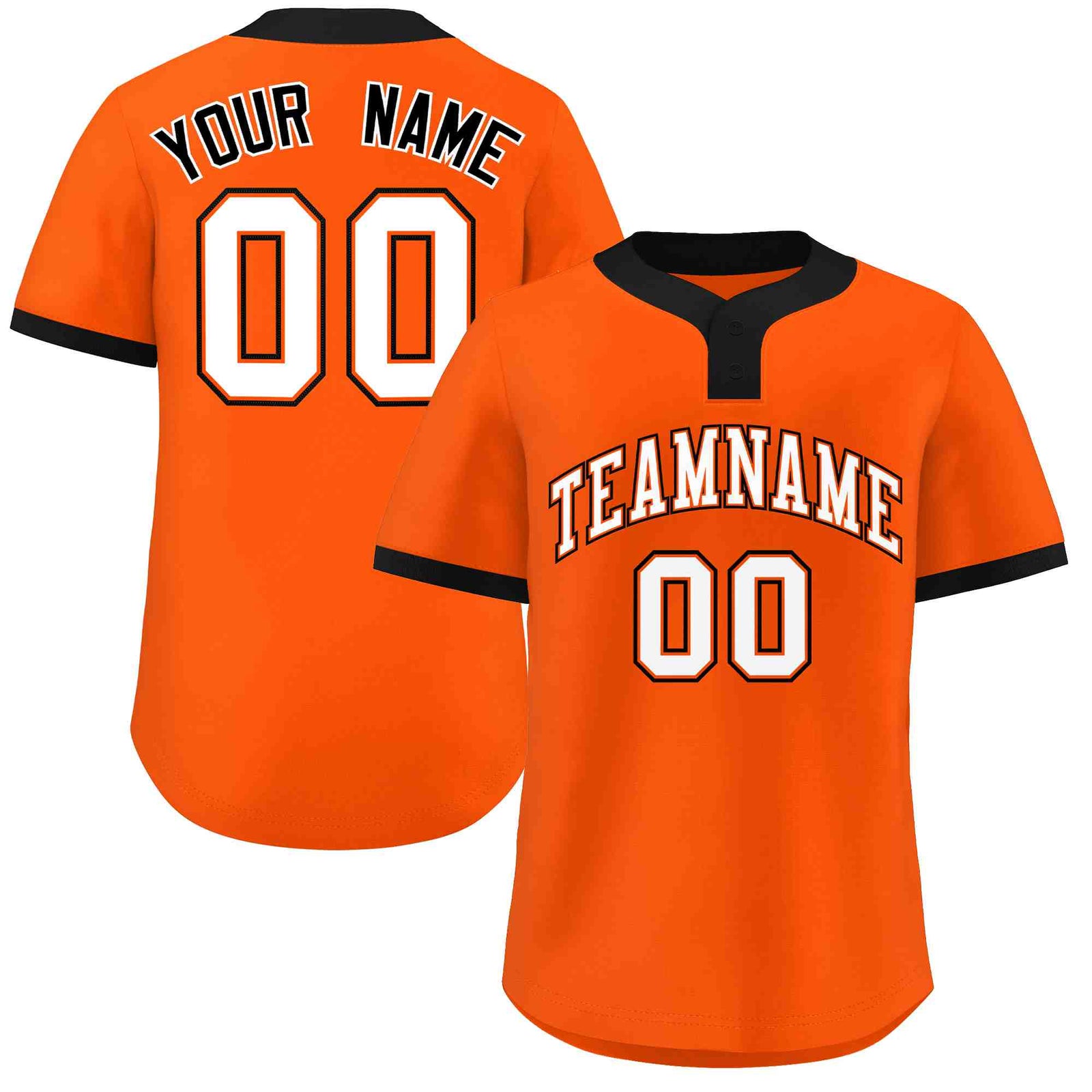 Custom Orange White-Black Classic Style Authentic Two-Button Softball Jersey