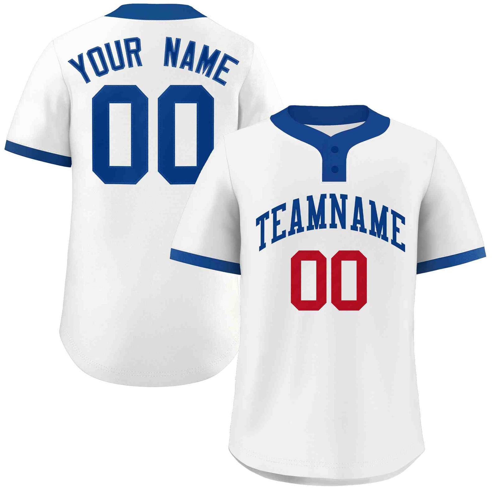 Custom White Royal-Red Classic Style Authentic Two-Button Softball Jersey