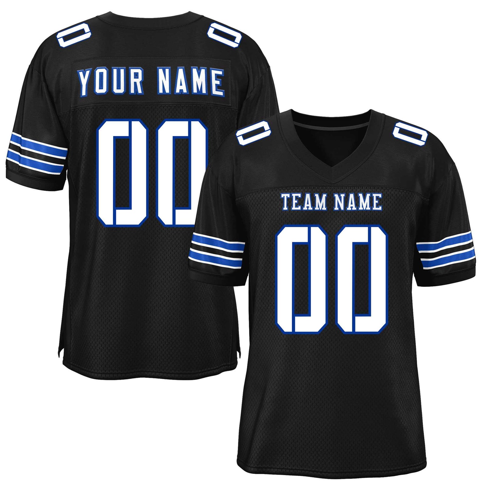 Custom Black White-Royal Classic Style Mesh Authentic Football Jersey
