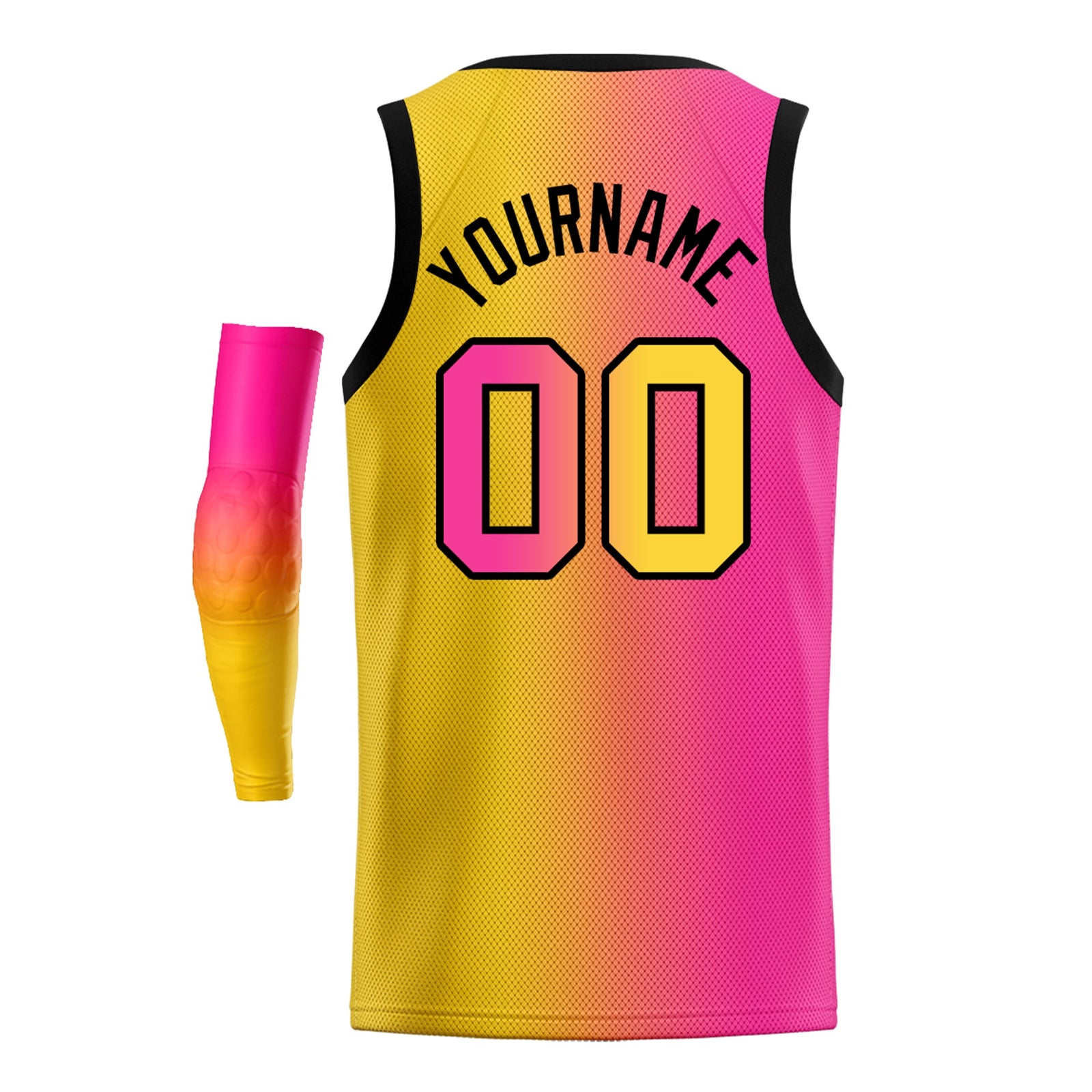 Custom Yellow Pink-Black Gradient Fashion Tops Basketball Jersey