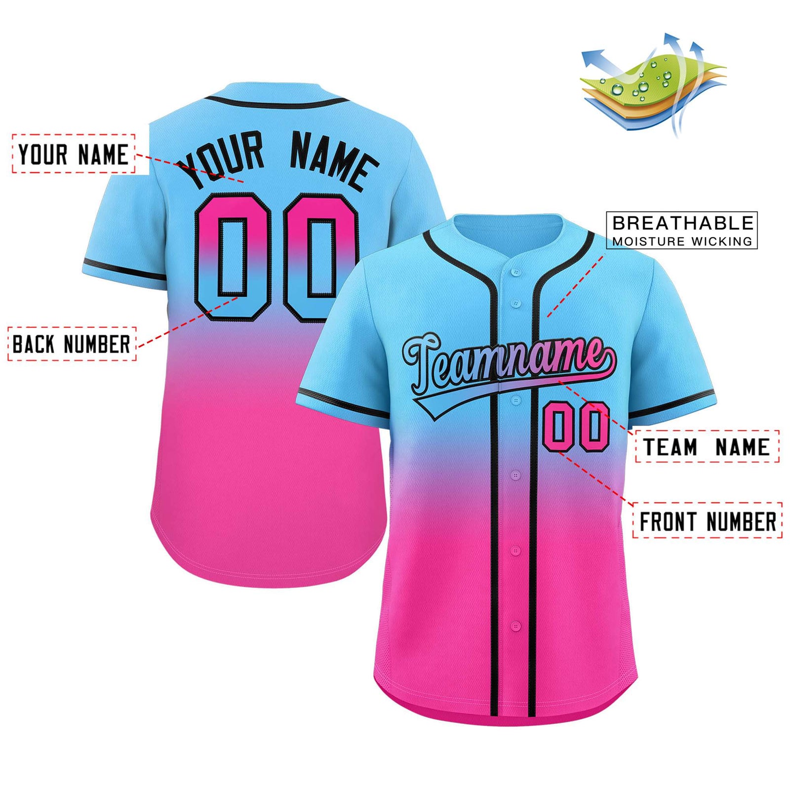 blue&pink baseball jersey