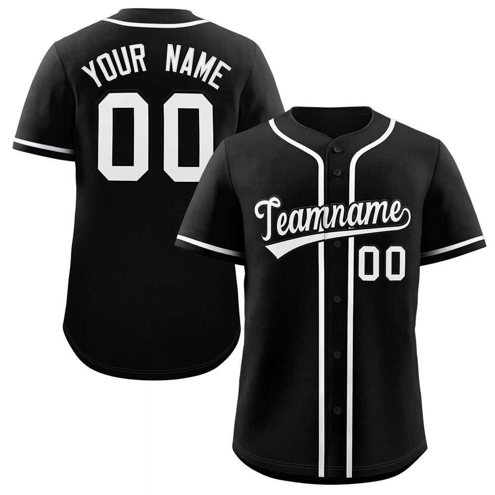 Custom Black White Classic Style Authentic Baseball Jersey For Men