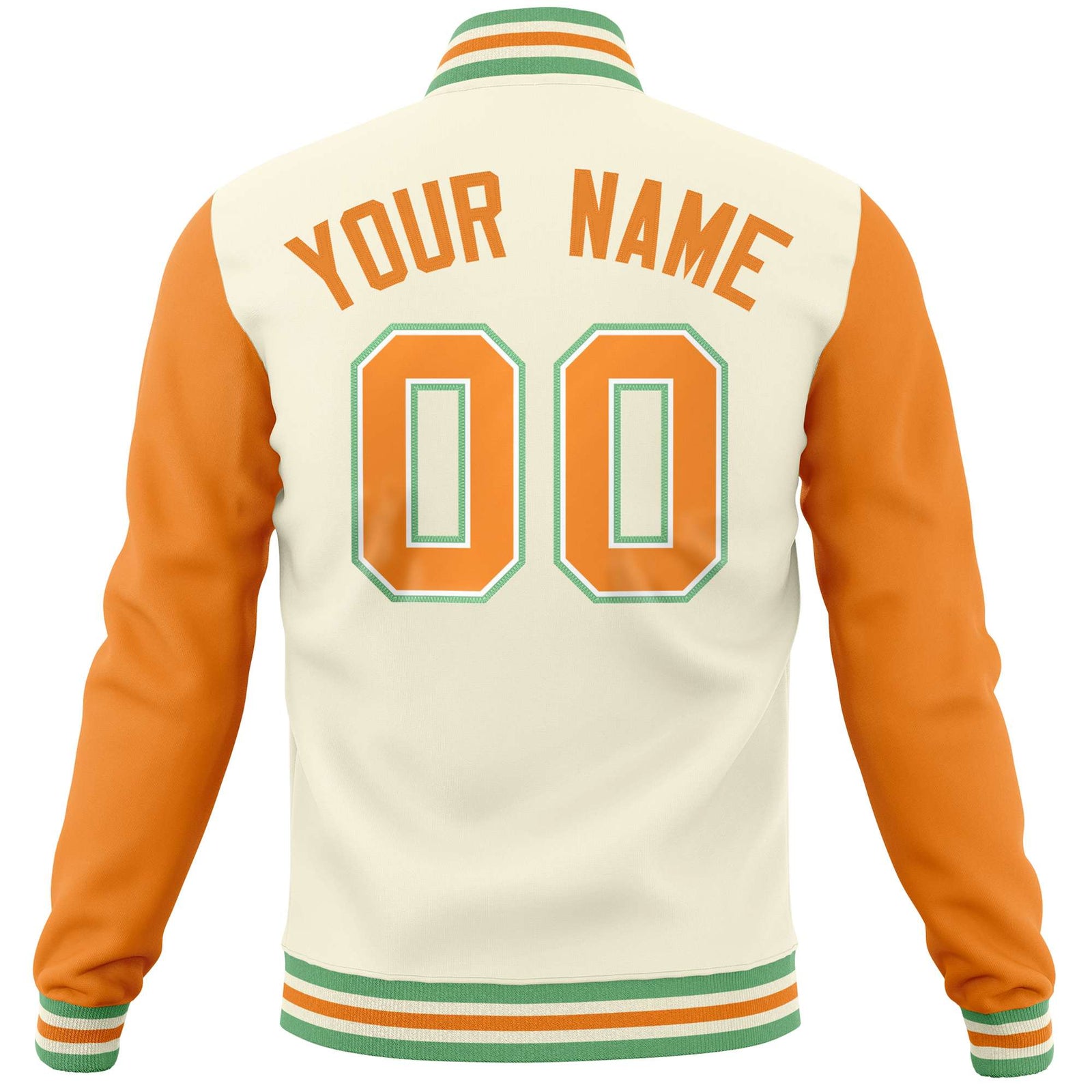 Custom Cream Orange Varsity Full-Snap Raglan Sleeves Letterman Baseball Jacket