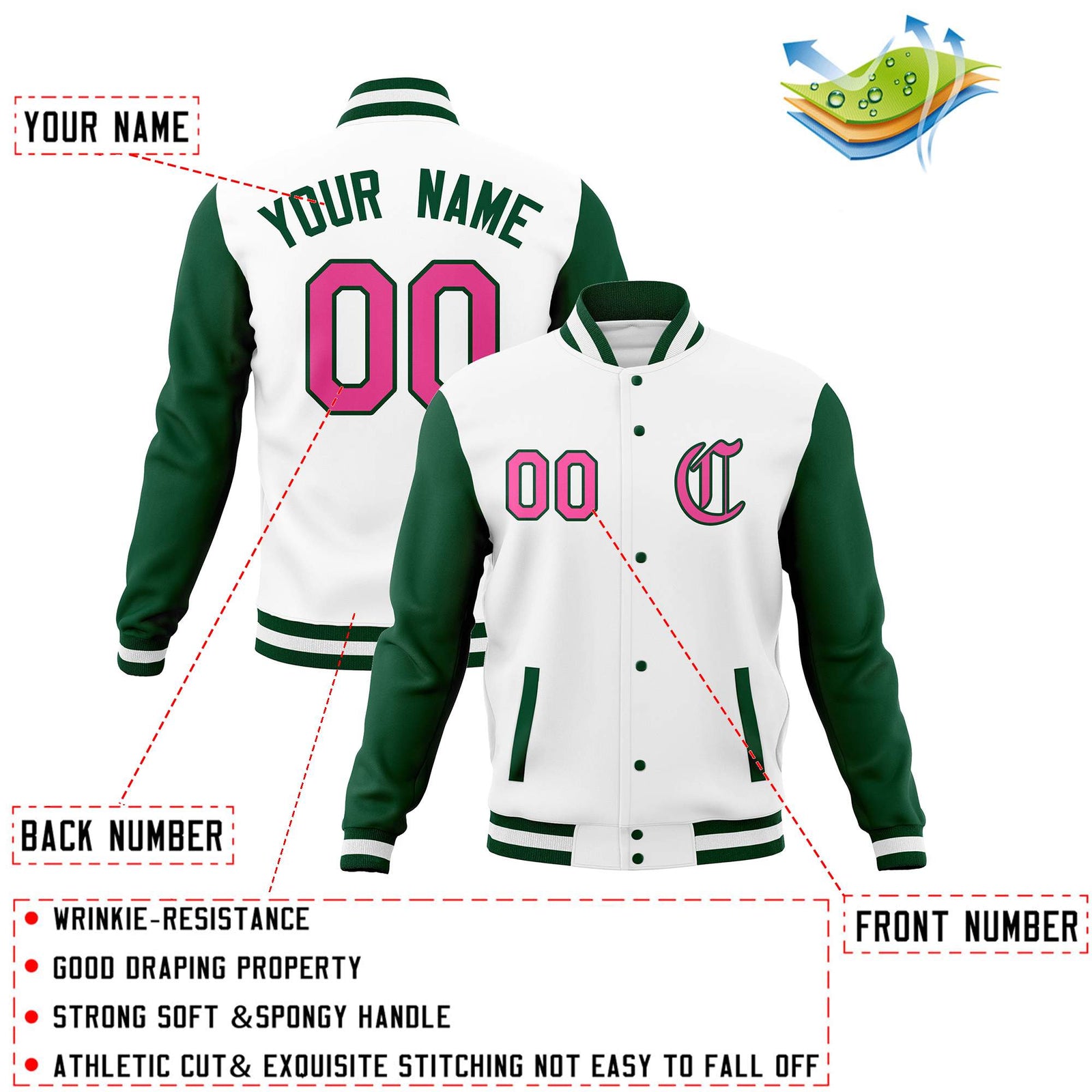 Custom Men's Full-Snap Baseball Coats Varsity Letterman Jackets