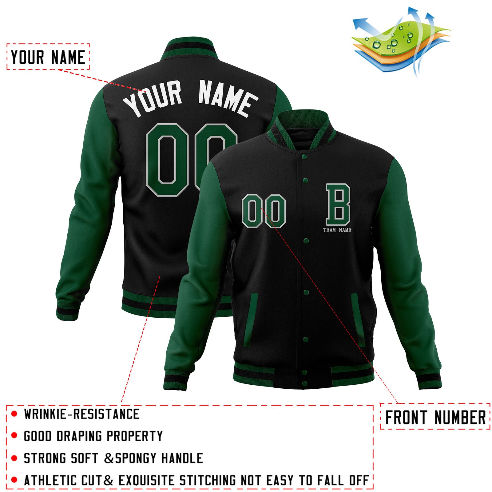 Custom Full-Snap Baseball Coats with Personalized Stitched Varsity Letterman Jacket