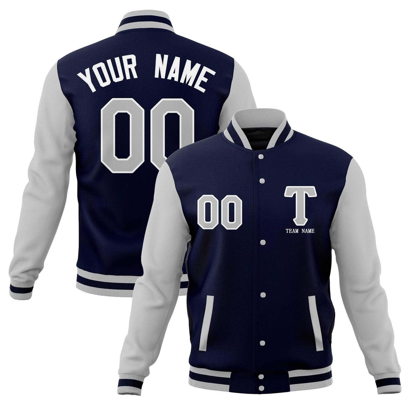 Custom Personalized Letterman Varsity Baseball Jacket Stitched Name Number