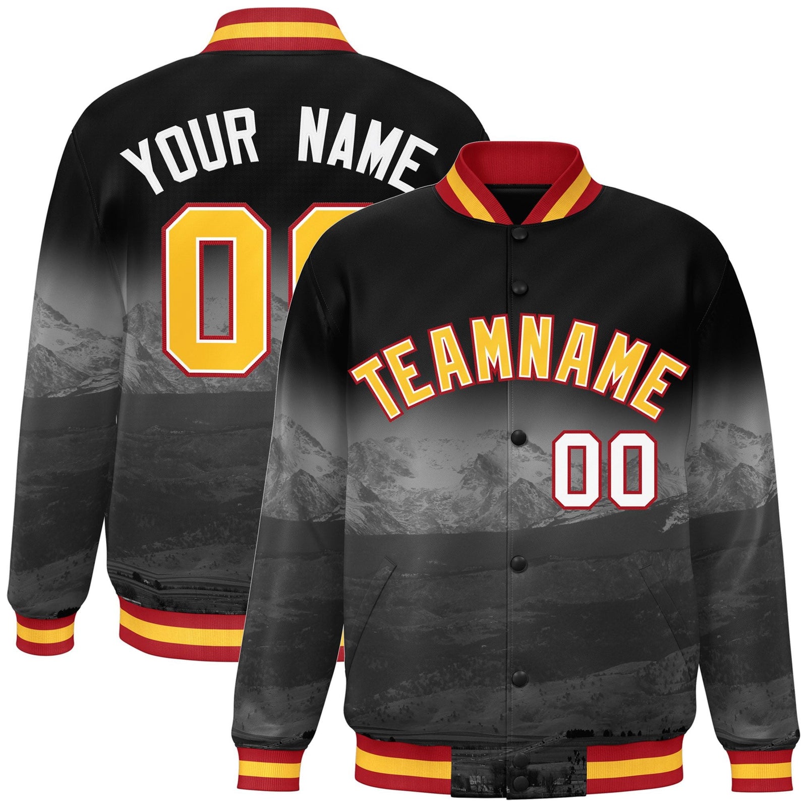 Custom Black Gold-White Denver City Connect Track Varsity Full-Snap Jacket