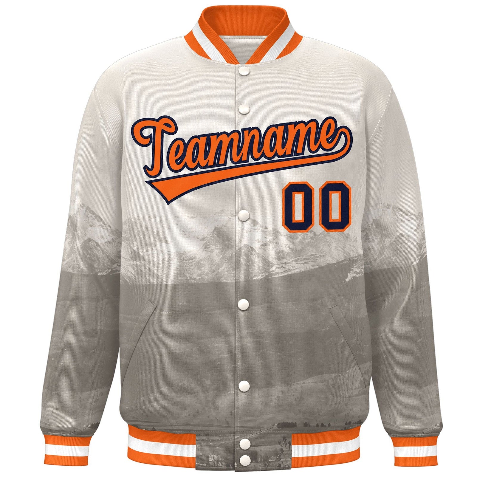 Custom Cream Orange-Navy Denver City Connect Track Varsity Full-Snap Jacket