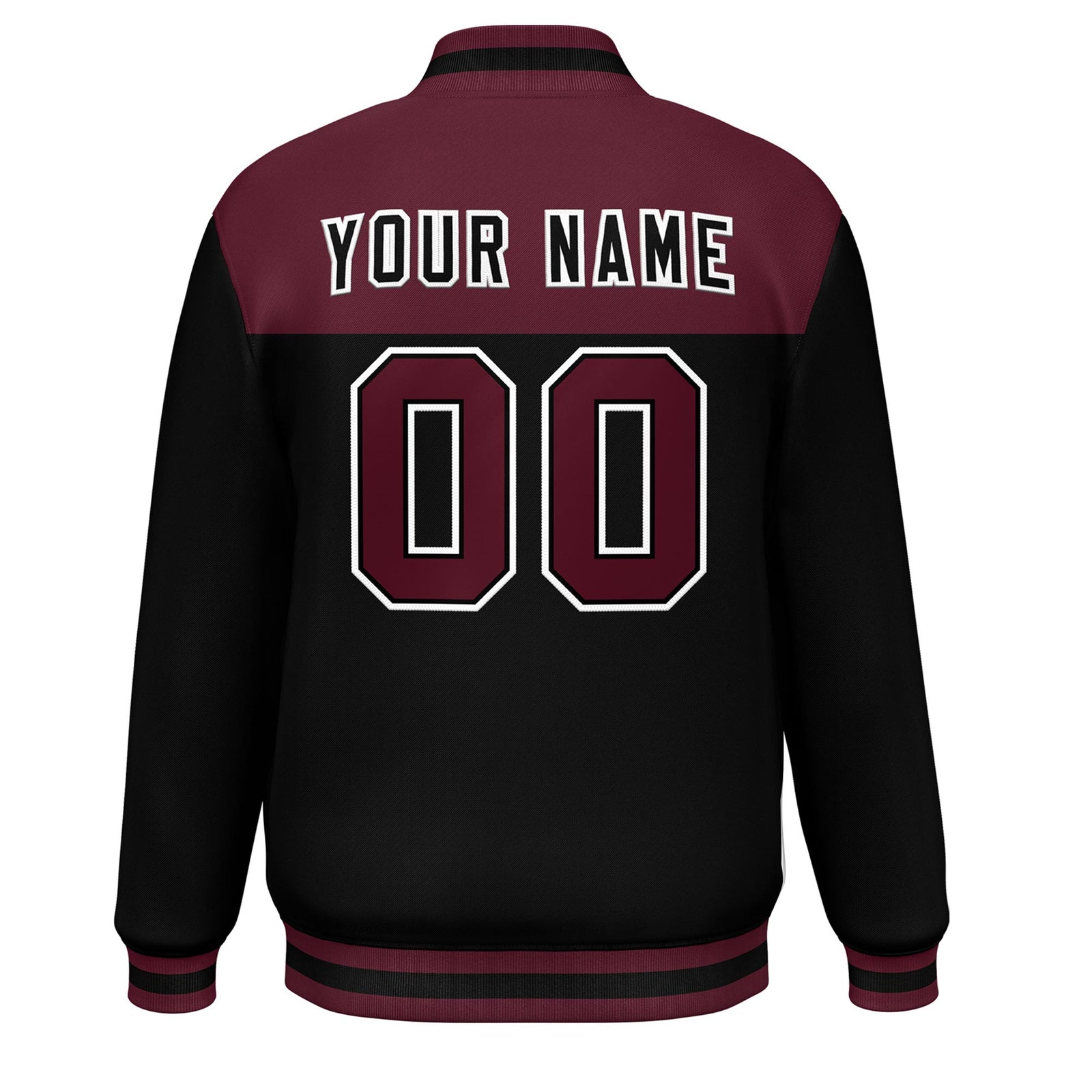 Custom Crimson Black-White Varsity Full-Snap Color Block Lettermen Baseball Jacket