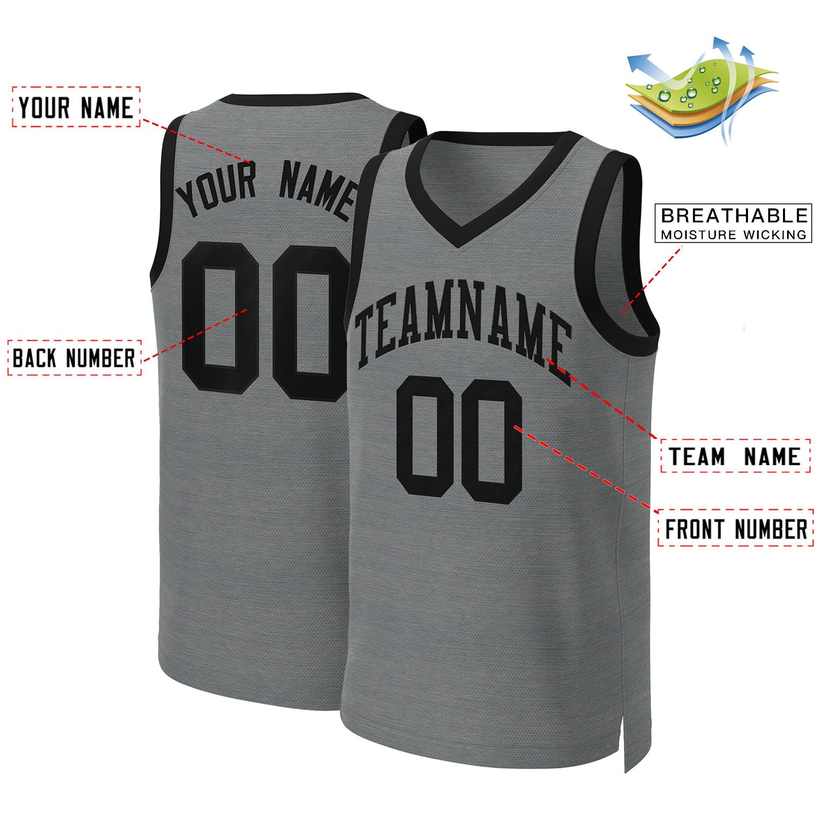 Custom Dark Gray Black Classic Tops Basketball Jersey