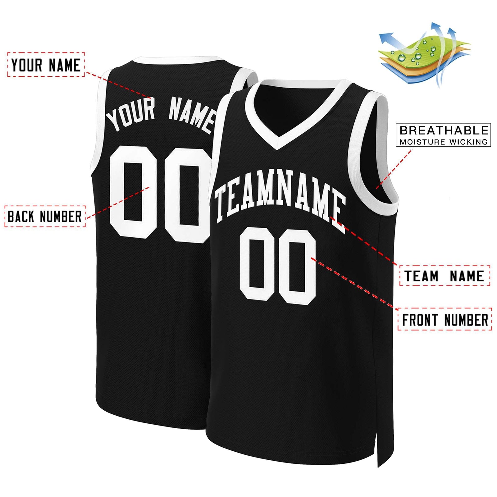 Custom Black White Classic Tops Basketball Jersey