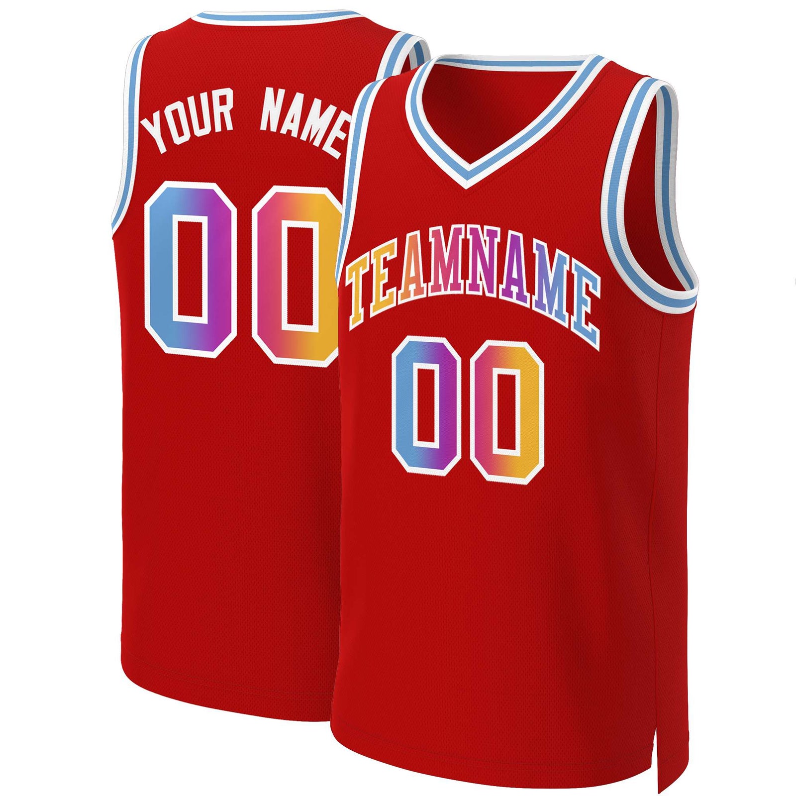 Custom Red Yellow-White Classic Gradient Fashion Tops Basketball Jersey