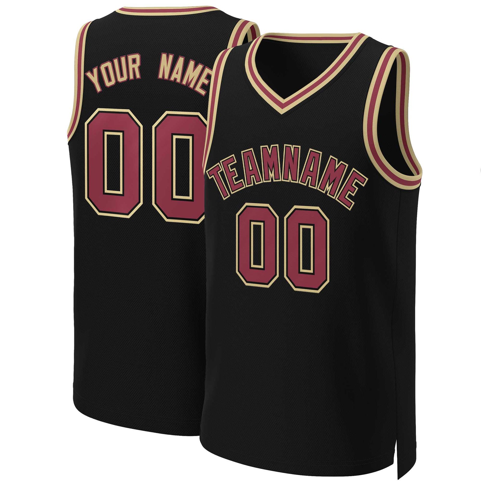 Custom Black Maroon-Black Classic Tops Basketball Jersey