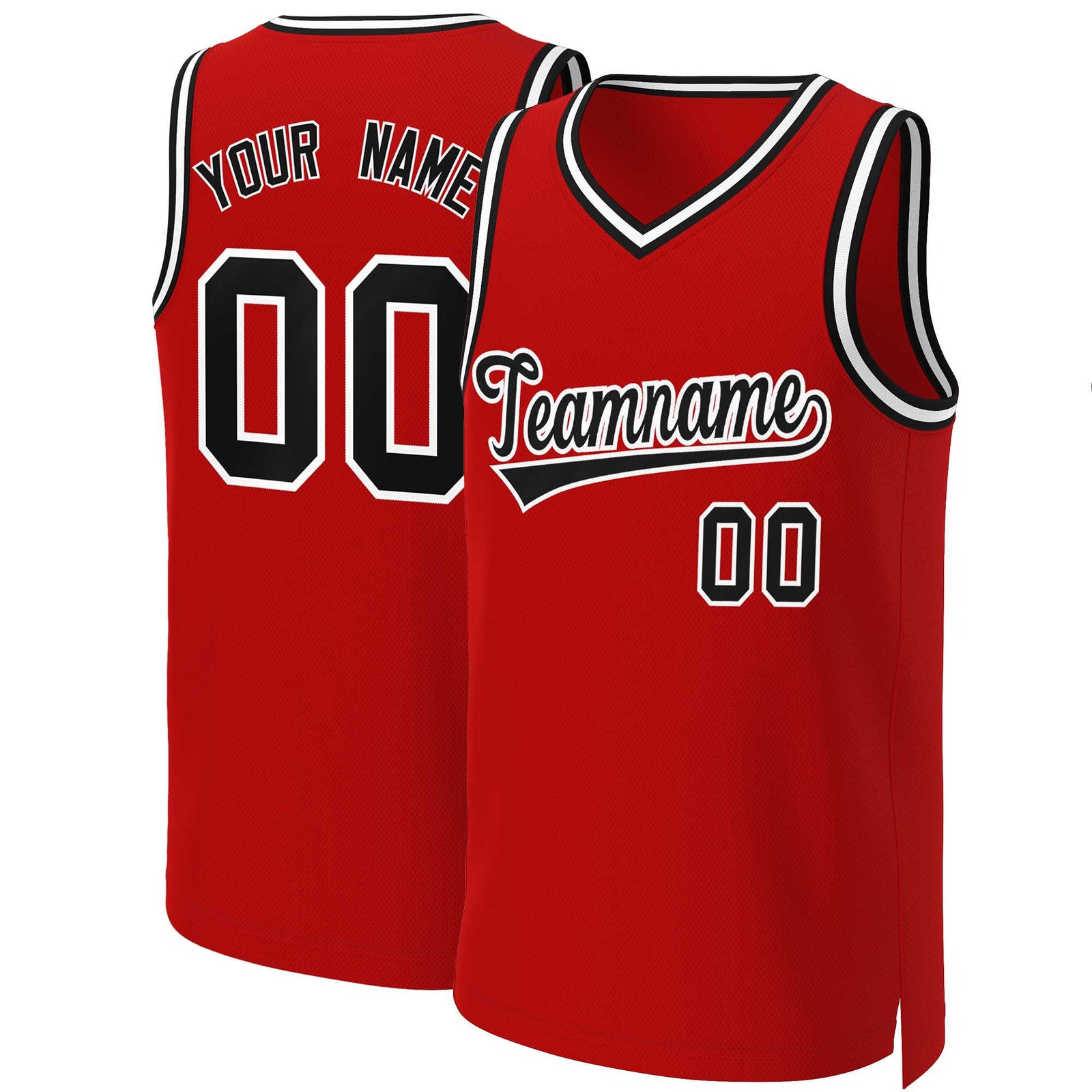 Custom Red Black-White Classic Tops Basketball Jersey