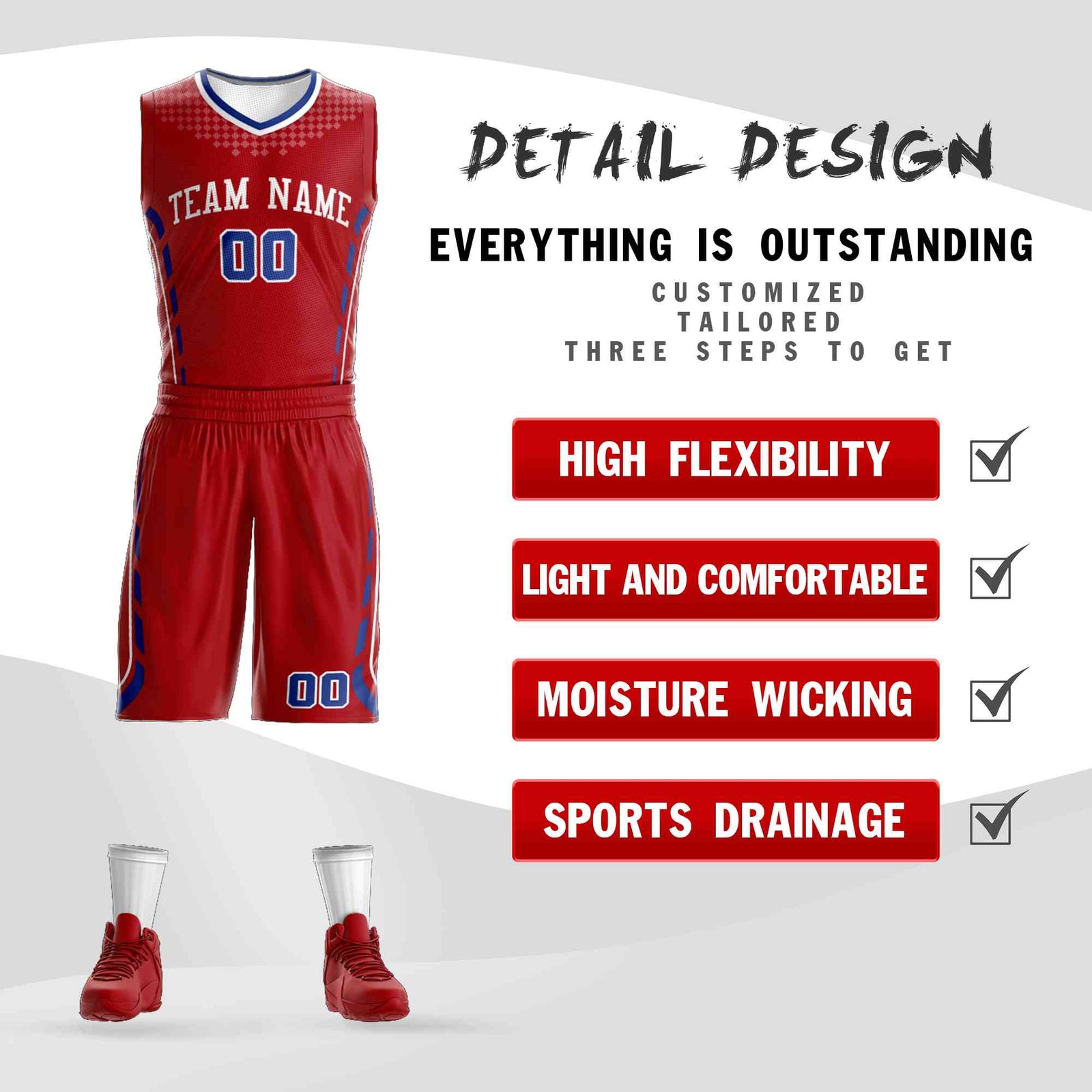 Custom Red White Graffiti Pattern Sets Oblique Bar Basketball Jersey