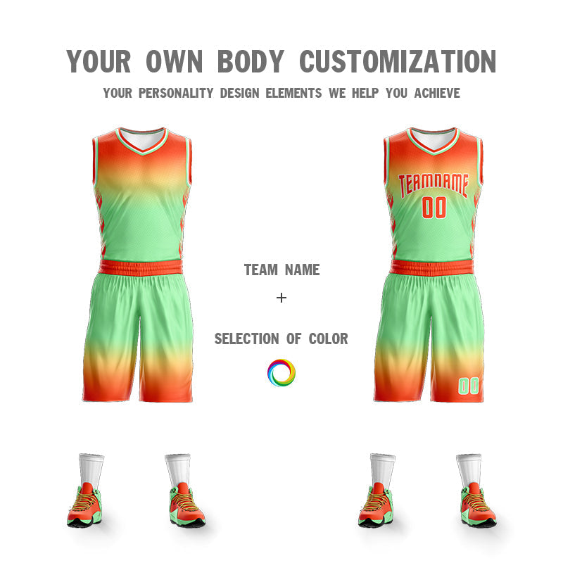 Custom Orange Yellow Orange-White Gradient Fashion Sets Basketball Jersey