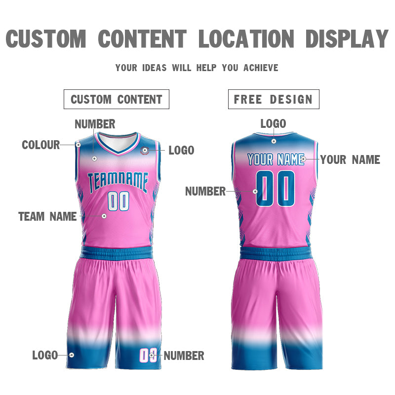 Custom Royal White Blue-White Gradient Fashion Sets Basketball Jersey