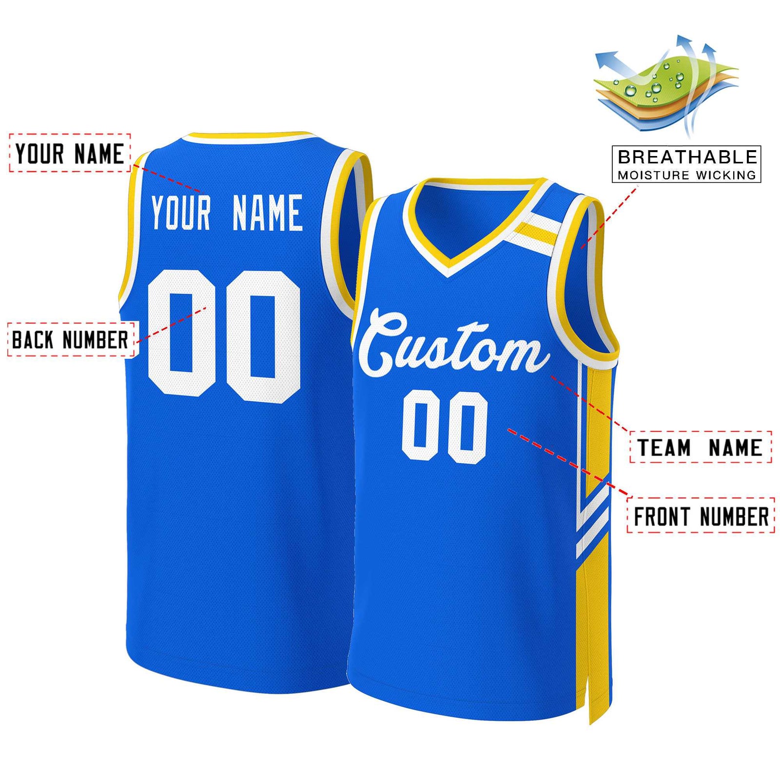 Custom Royal White Classic Tops Mesh Basketball Jersey