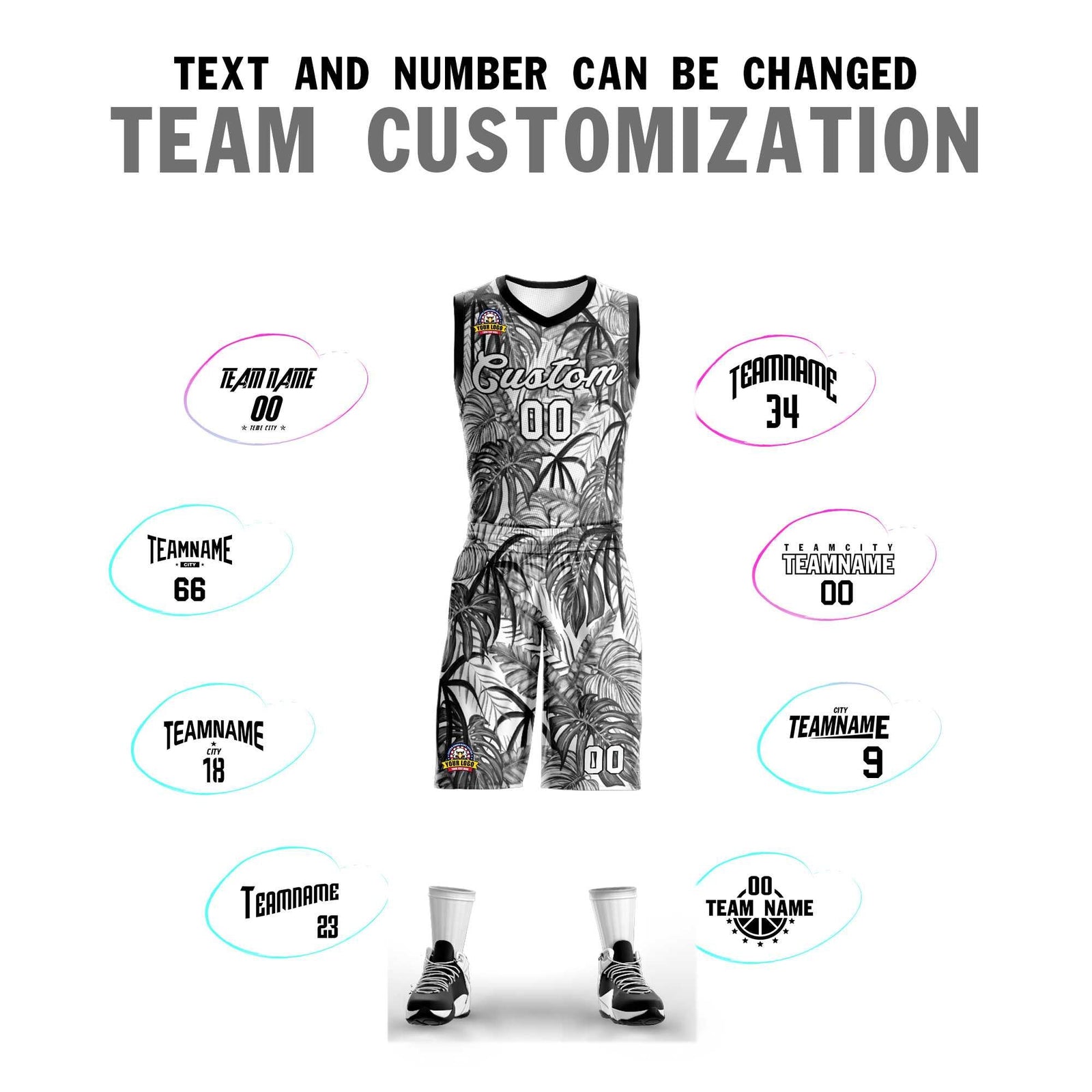 Custom Black White-Black Graffiti Pattern Sets Mesh Basketball Jersey