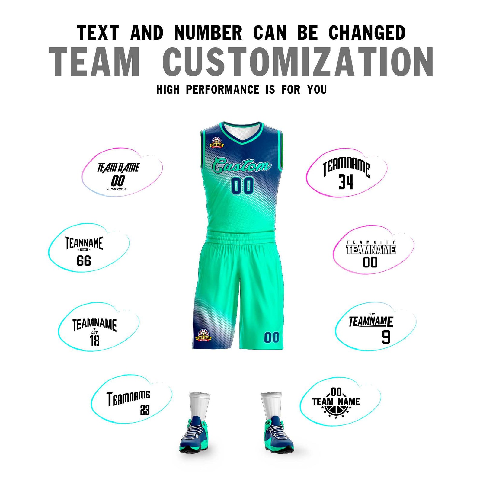 Custom Navy Neon Green Gradient Fashion Sports Uniform Basketball Jersey