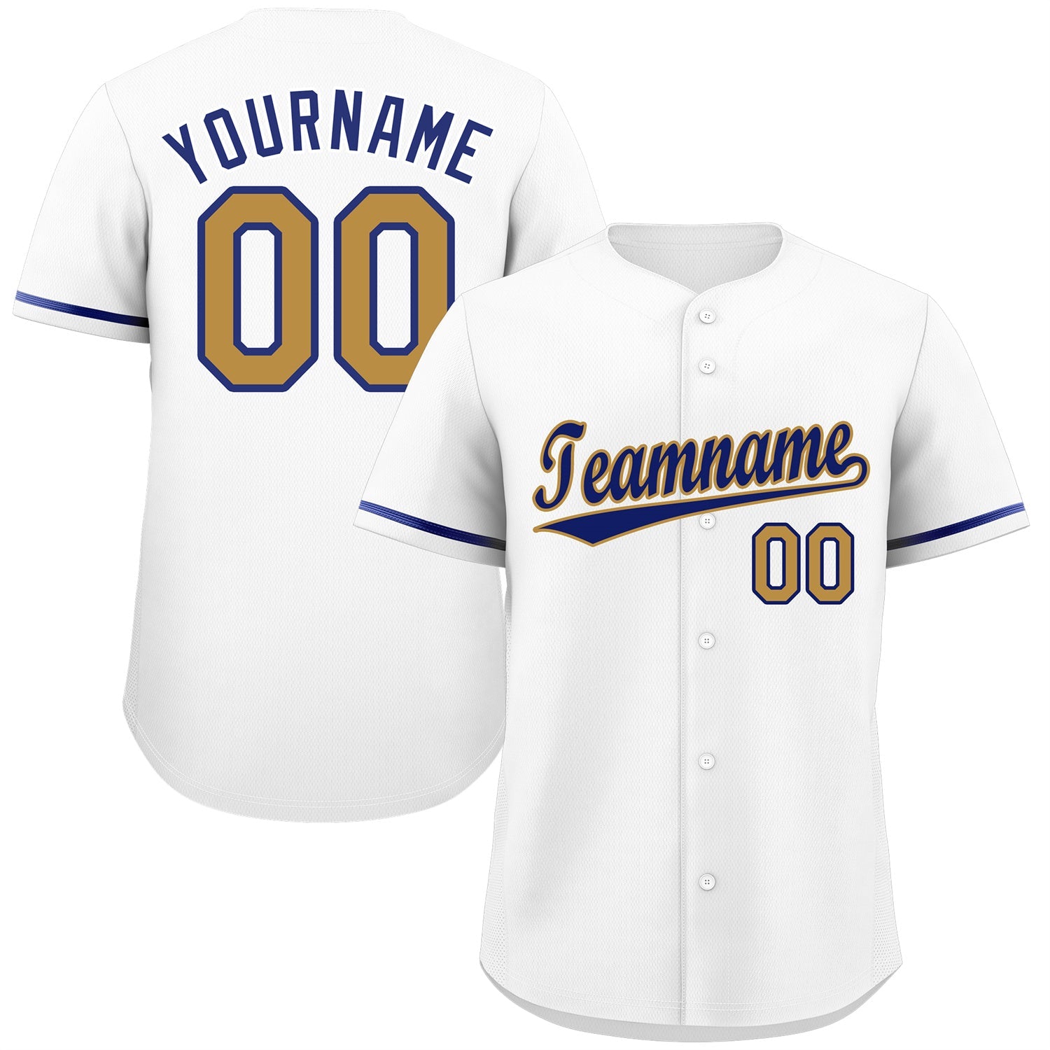 Custom White Royal-Old Gold Classic Style Authentic Baseball Jersey
