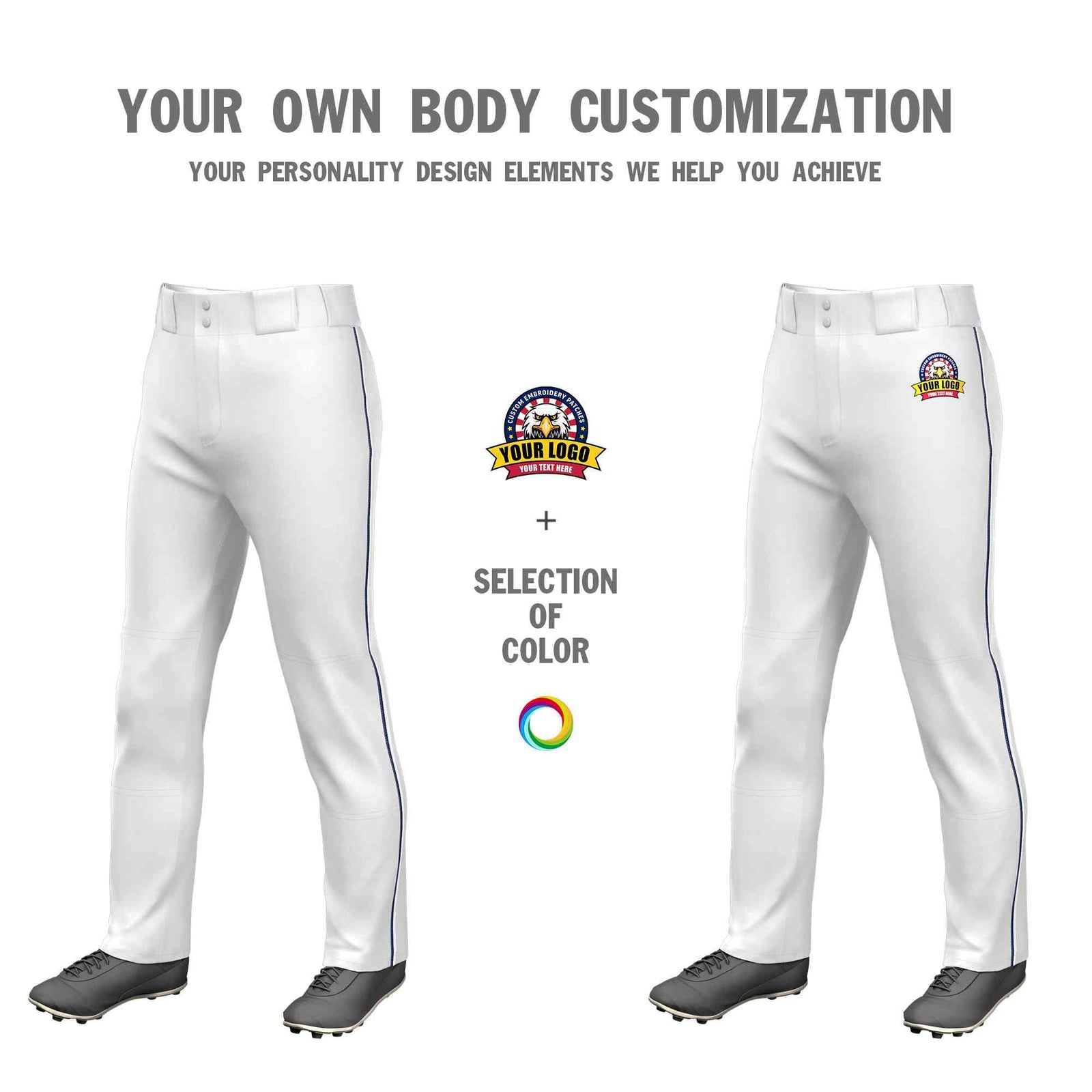 Custom White Navy-White Classic Fit Stretch Practice Loose-fit Baseball Pants