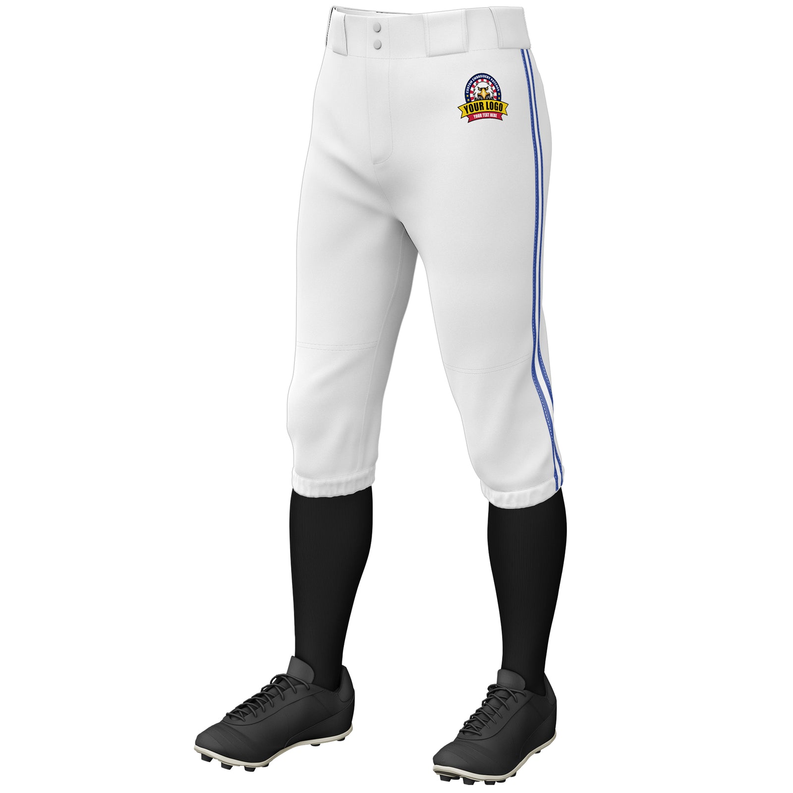 Custom White Royal White-Royal Classic Fit Stretch Practice Knickers Baseball Pants