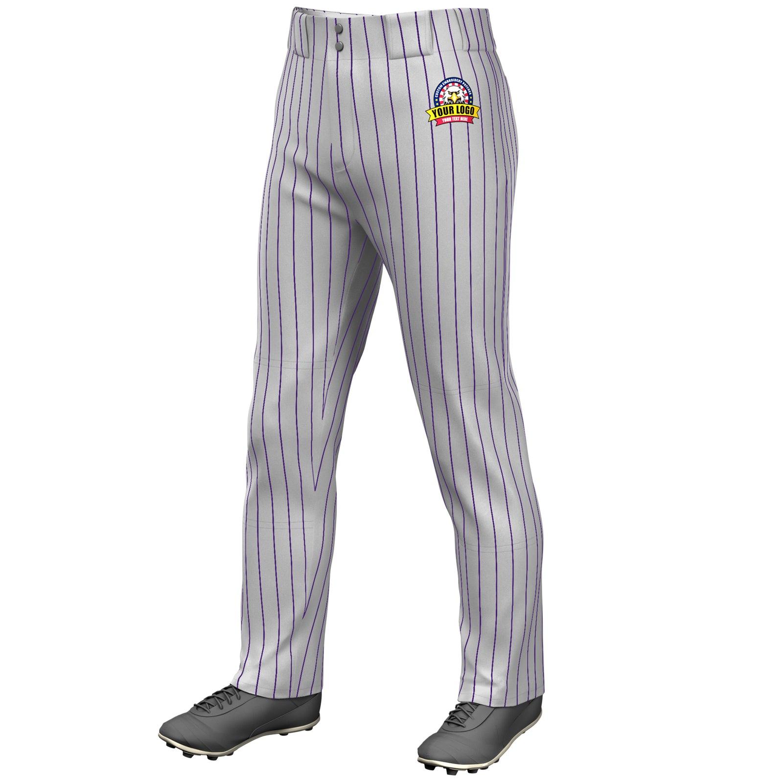 Custom Gray Purple Pinstripe Fit Stretch Practice Loose-fit Baseball Pants