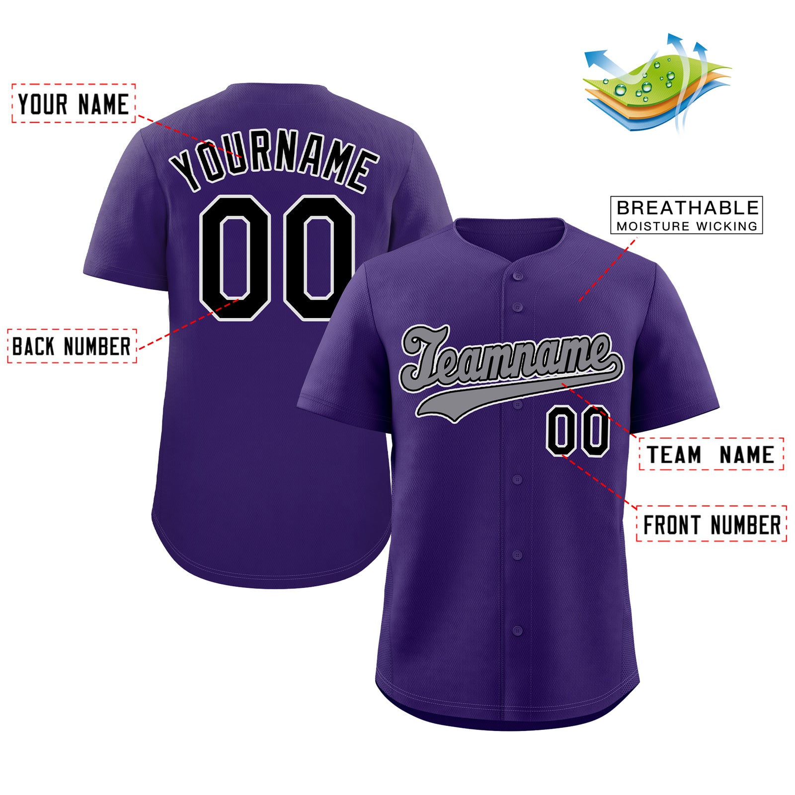 Custom Purple Gray-White Classic Style Authentic Baseball Jerseys