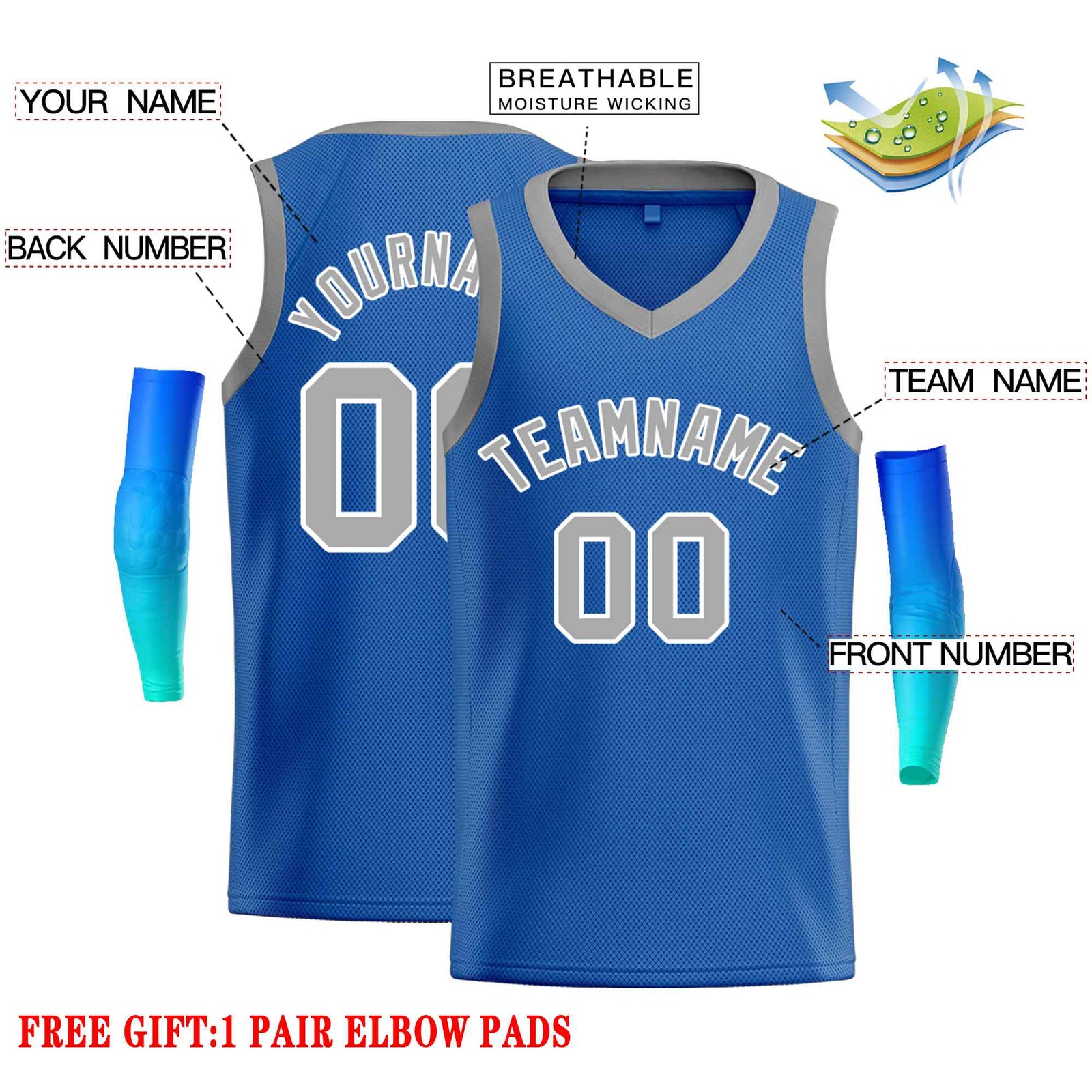 Custom Blue Gray-White Classic Tops Men Casual Basketball Jersey