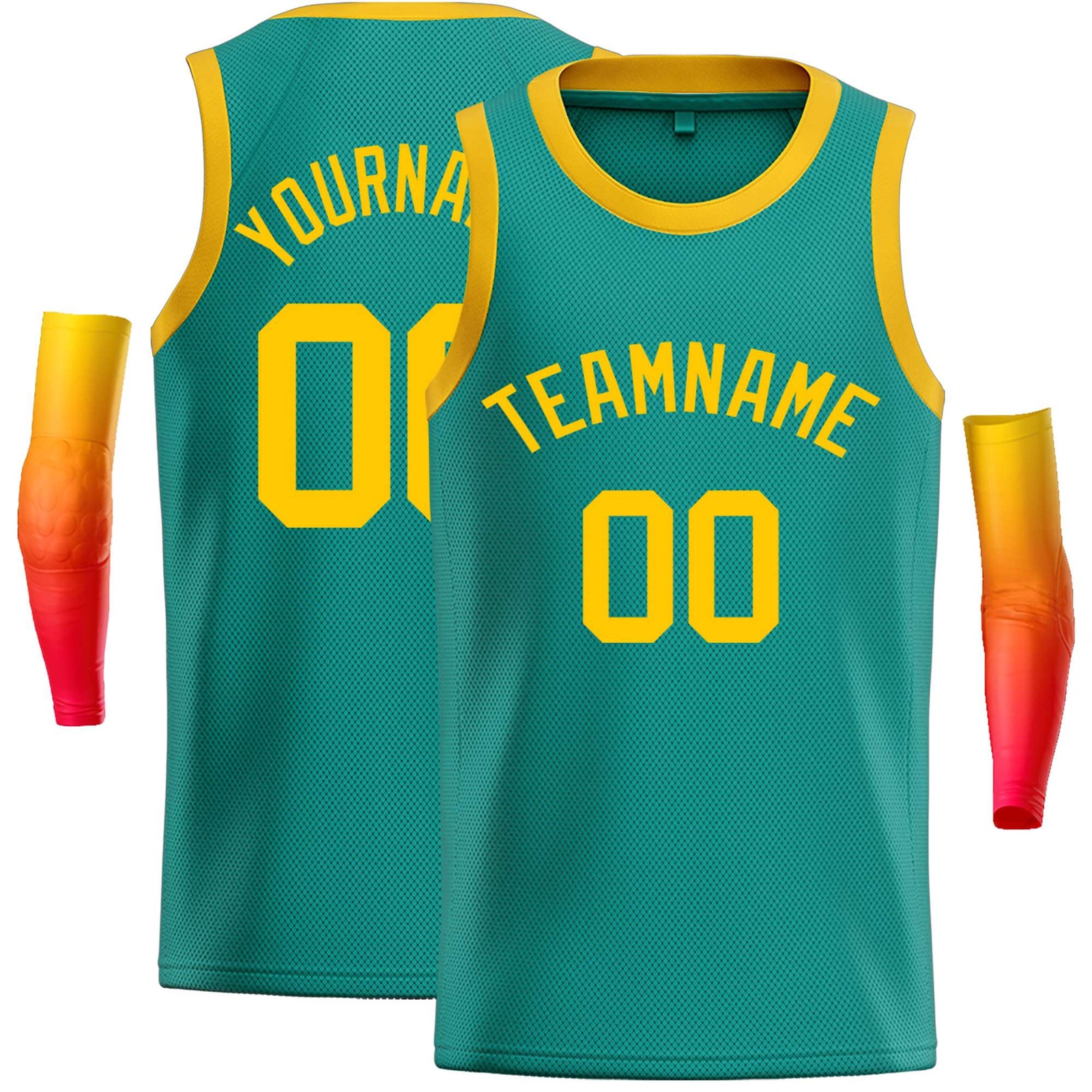 Custom Teal Yellow Classic Tops Casual Basketball Jersey
