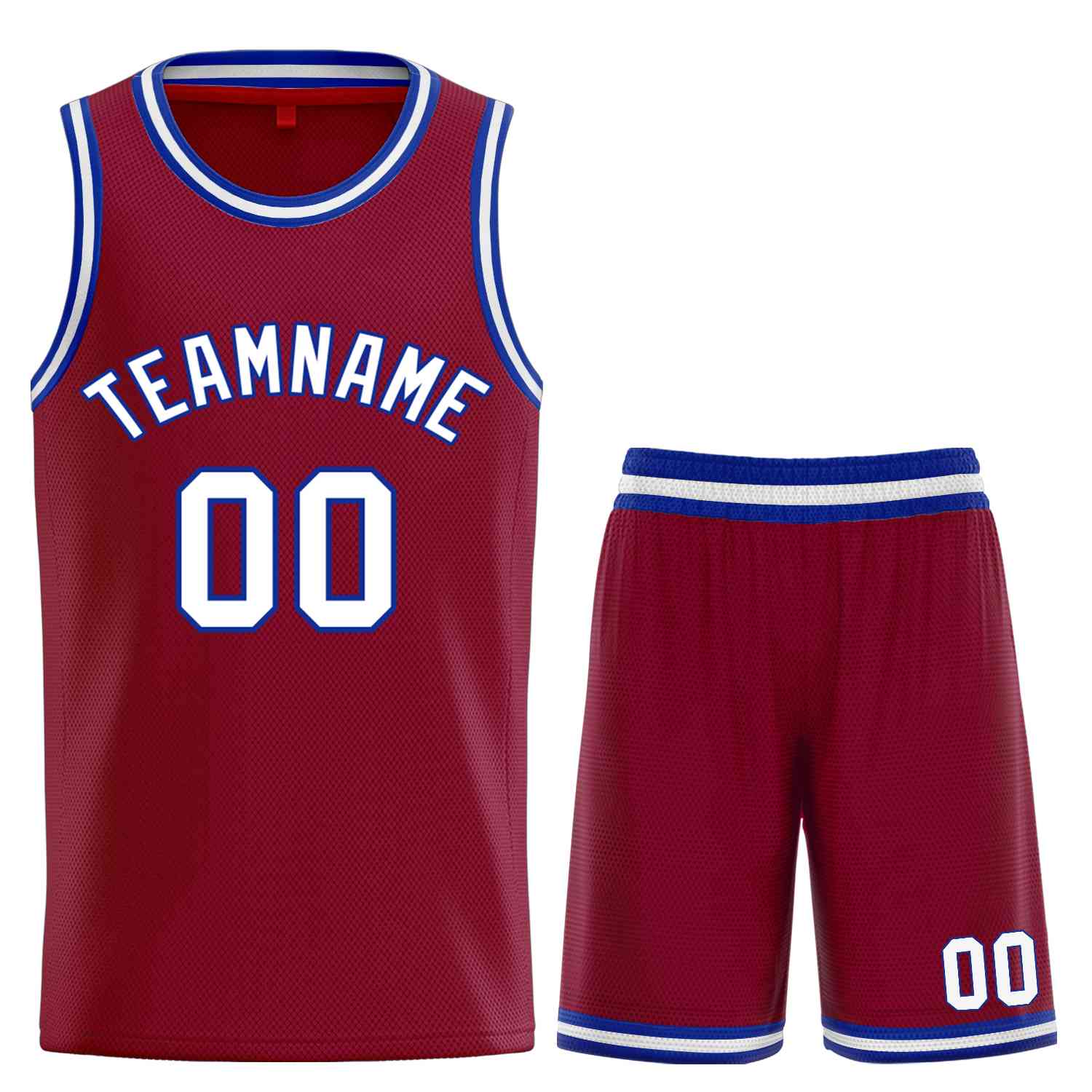 Custom Maroon White-Royal Classic Sets Curved Basketball Jersey