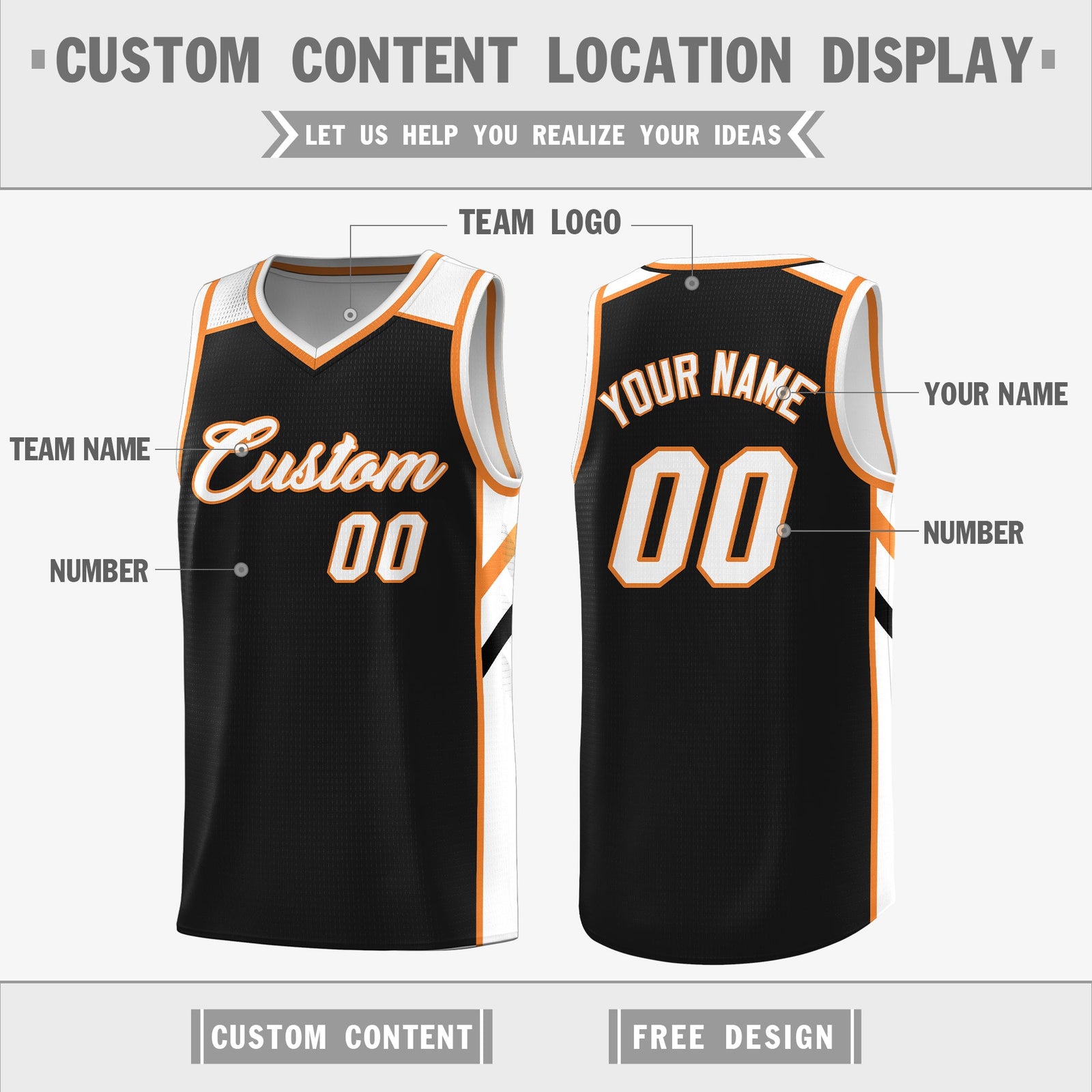 Custom Black White Double Side Tops Casual Basketball Jersey