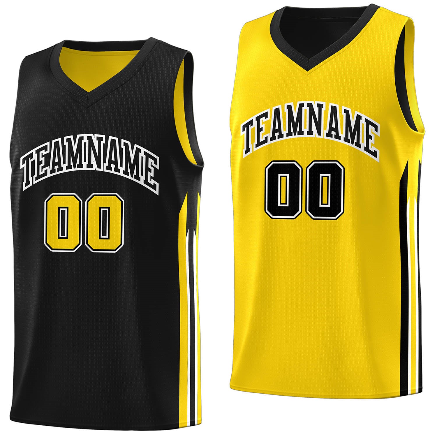 Custom Black Yellow Double Side Tops Training Fashion Basketball Jersey