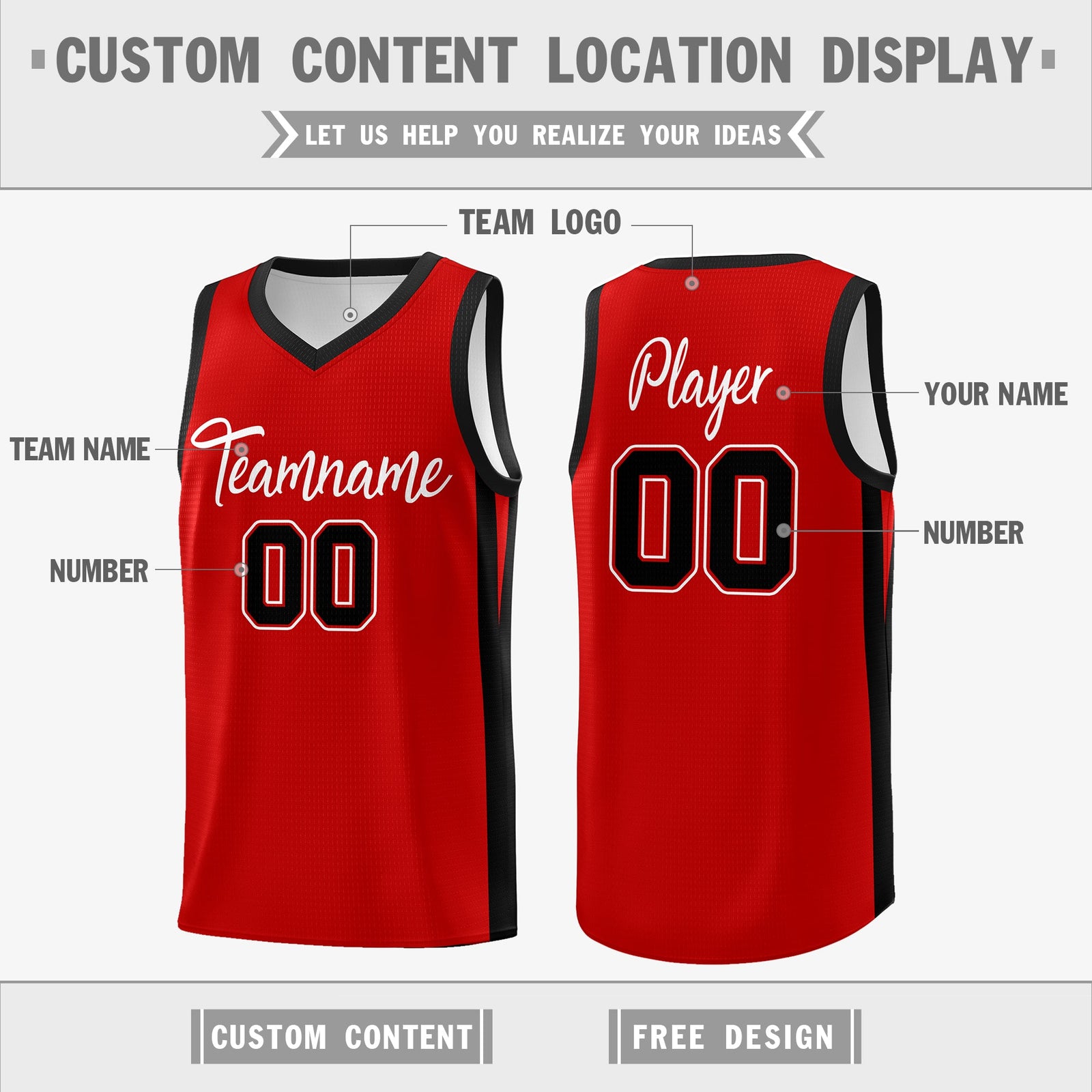Custom Red White Double Side Tops Basketball Jersey