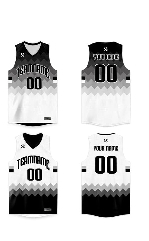Custom Black White-Gray Double Side Sets Sportswear Basketball Jersey