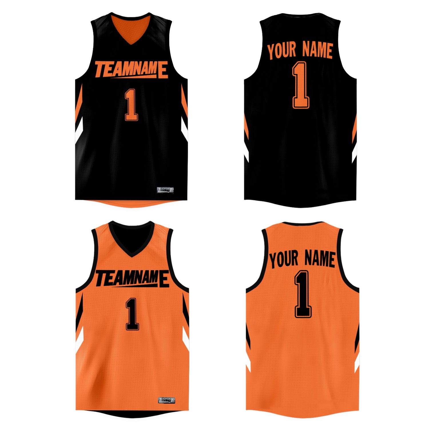 Custom Black Orange Double Side Tops Athletic Basketball Jersey