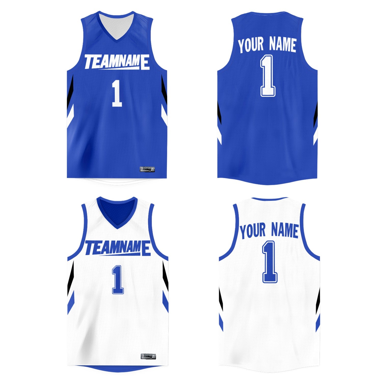 Custom Royal White Double Side Tops Athletic Basketball Jersey