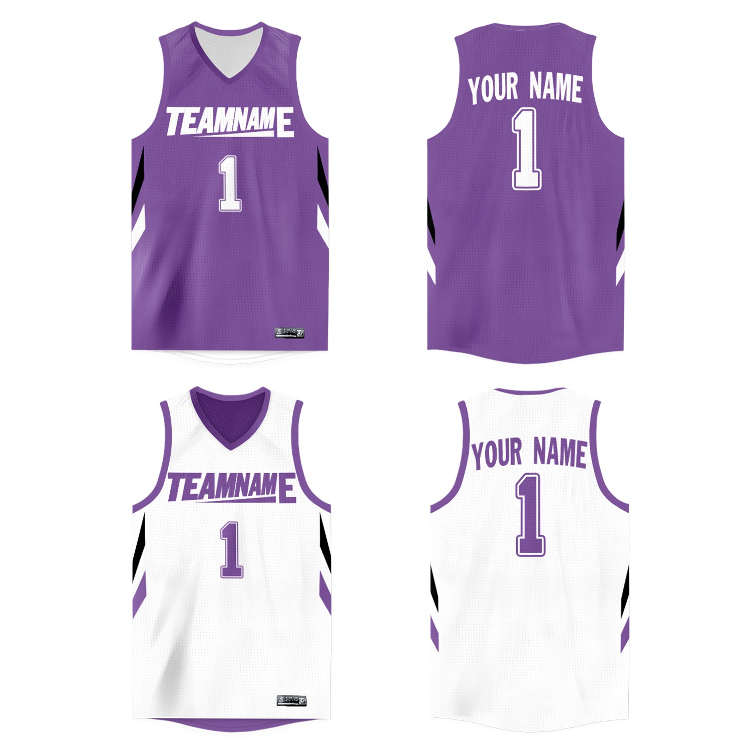 Custom Purple White Double Side Tops Athletic Basketball Jersey