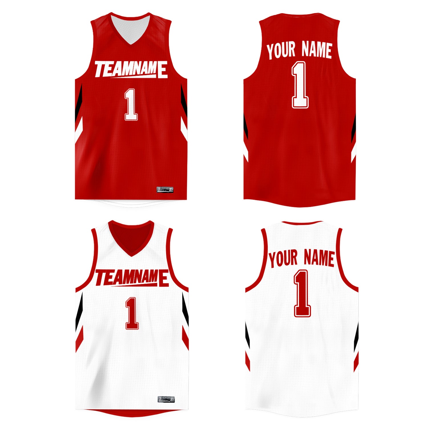 Custom Red White Double Side Tops Athletic Basketball Jersey