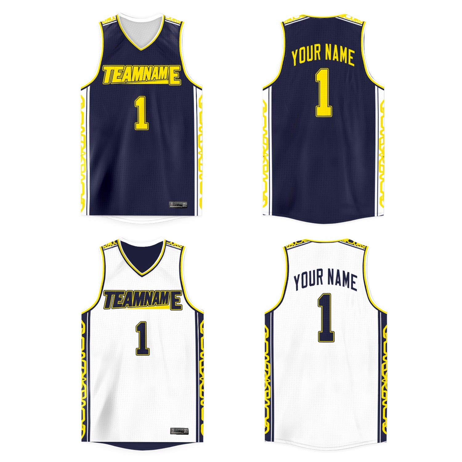 Custom Navy White Double Side Tops Athletic Basketball Jersey