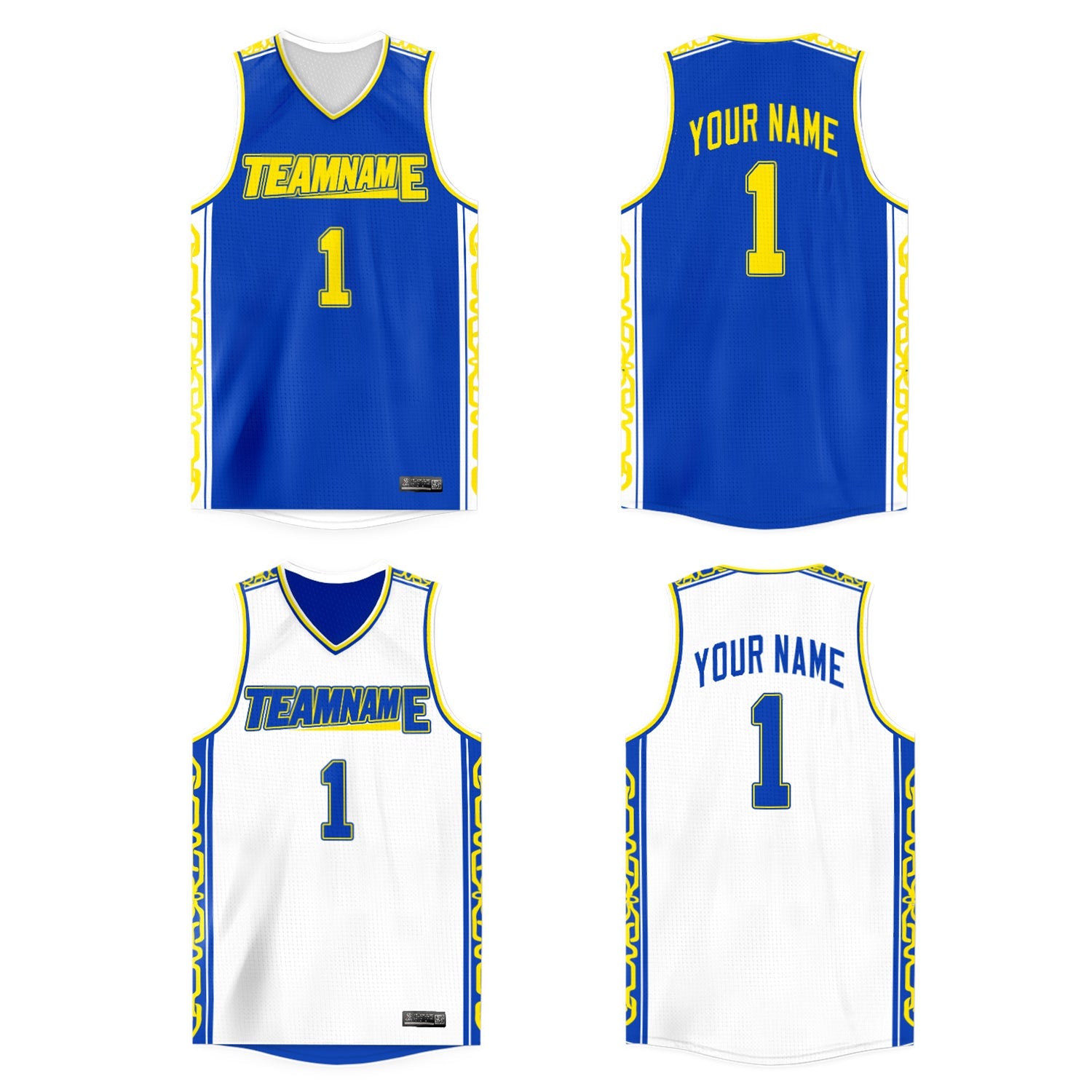 Custom Royal White Double Side Tops Athletic Basketball Jersey