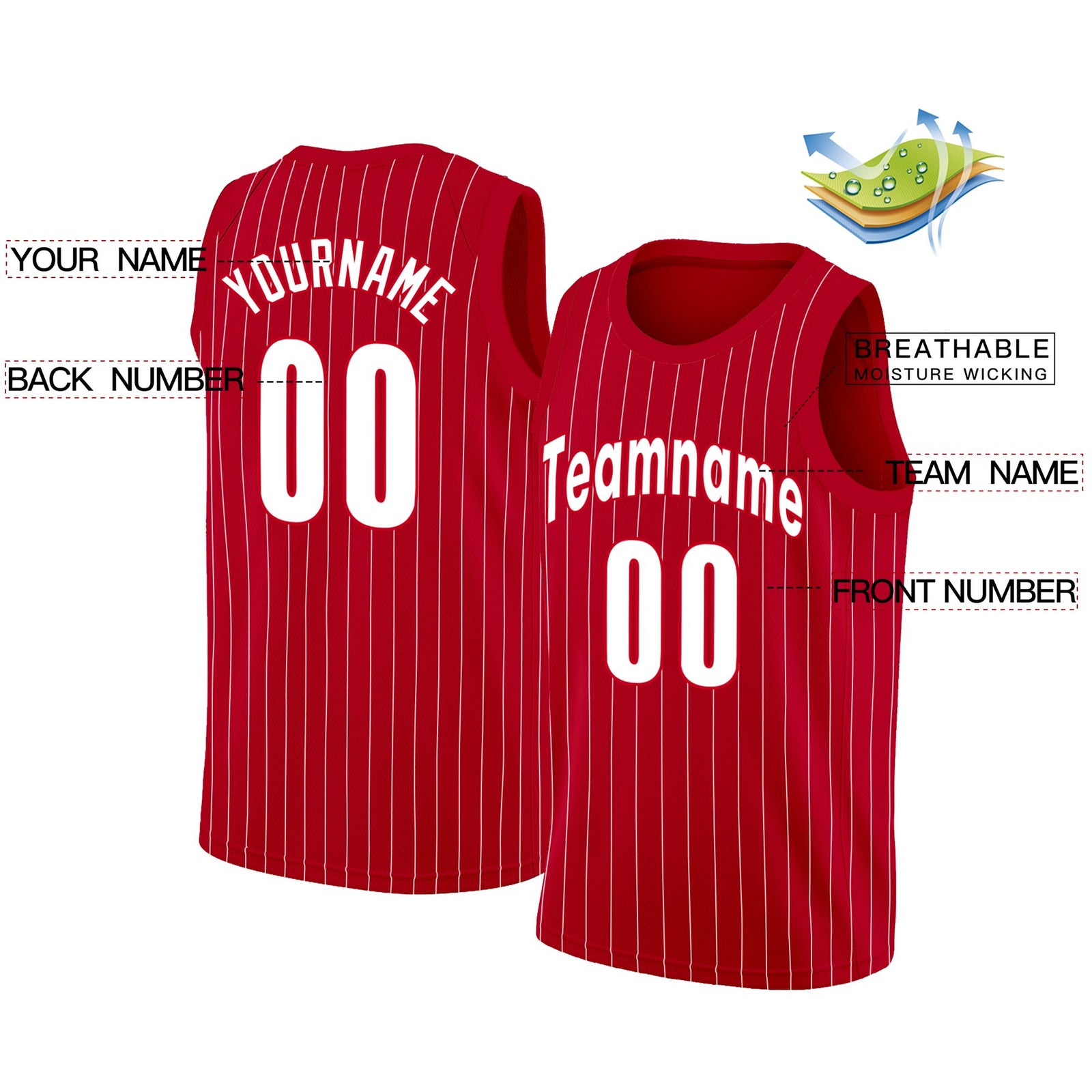 Custom Red White Stripe Fashion Tops Mesh Basketball Jersey
