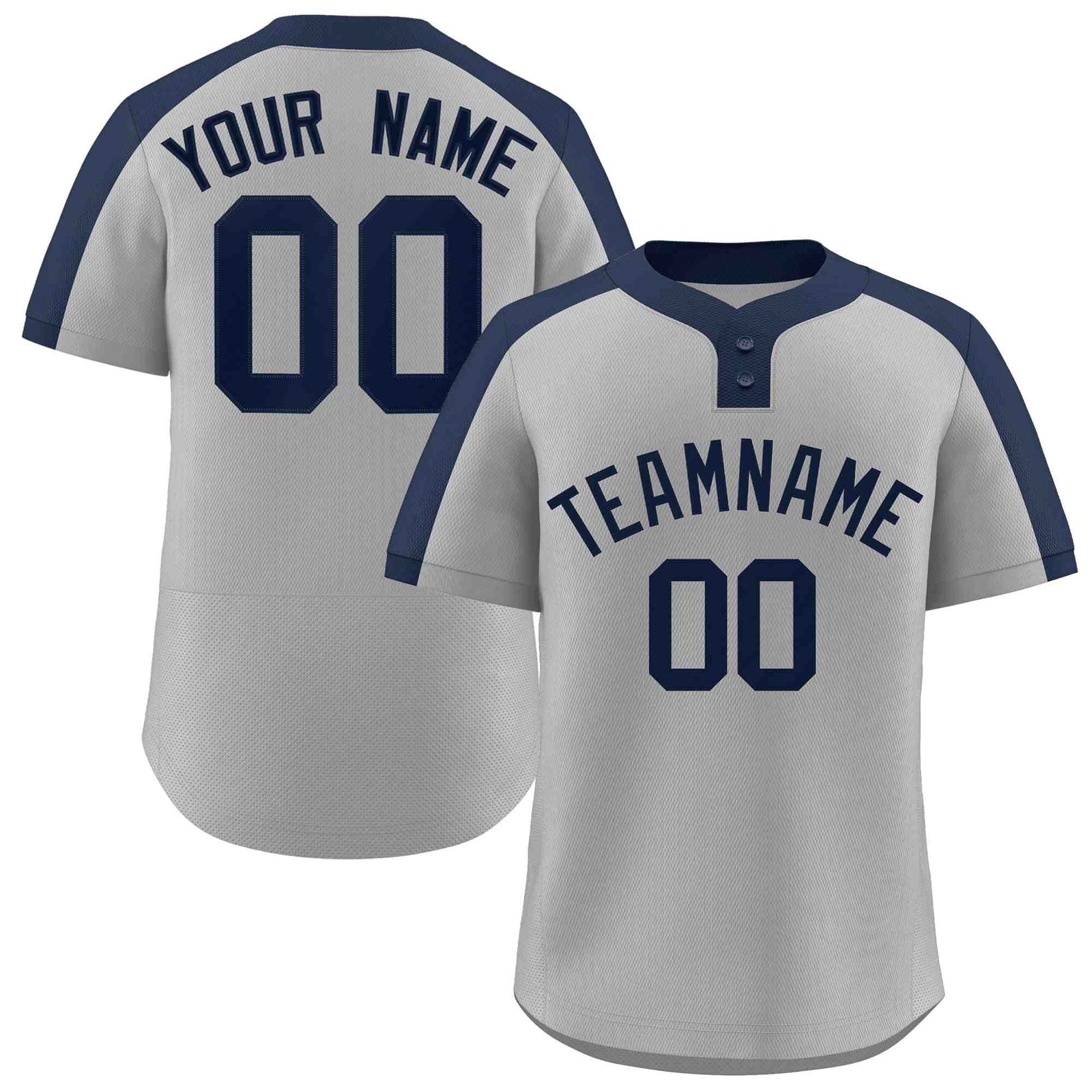 Custom Gray Navy Classic Style Authentic Two-Button Softball Jersey