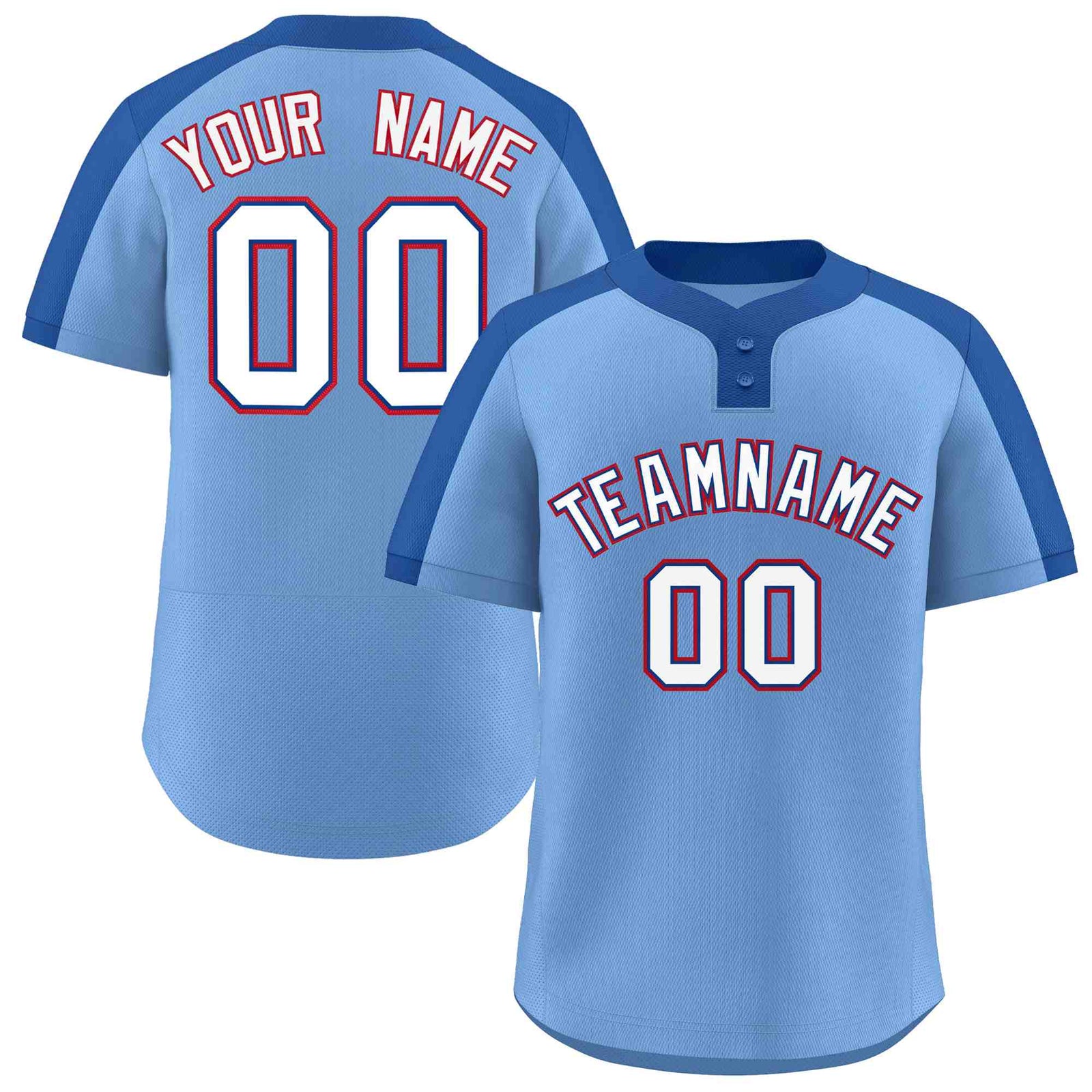 Custom Light Blue White-Royal Classic Style Authentic Two-Button Softball Jersey