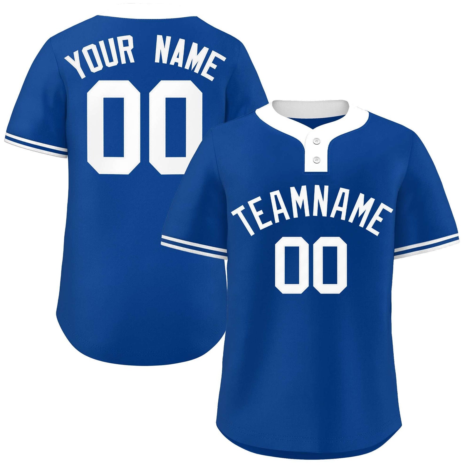 Custom Royal White Classic Style Authentic Two-Button Softball Jersey