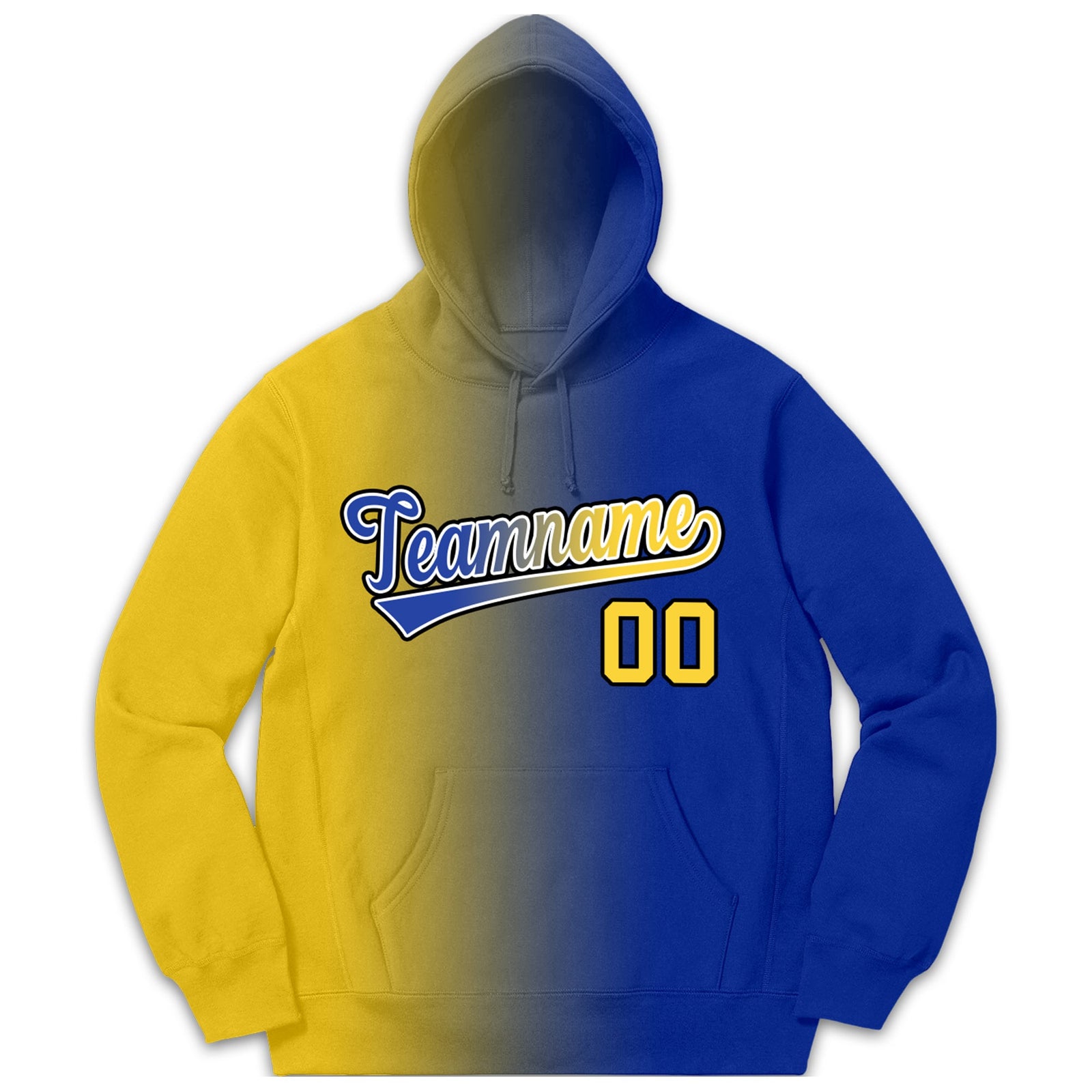 Custom Yellow Royal Gradient Fashion Casual Pullover Hoodie