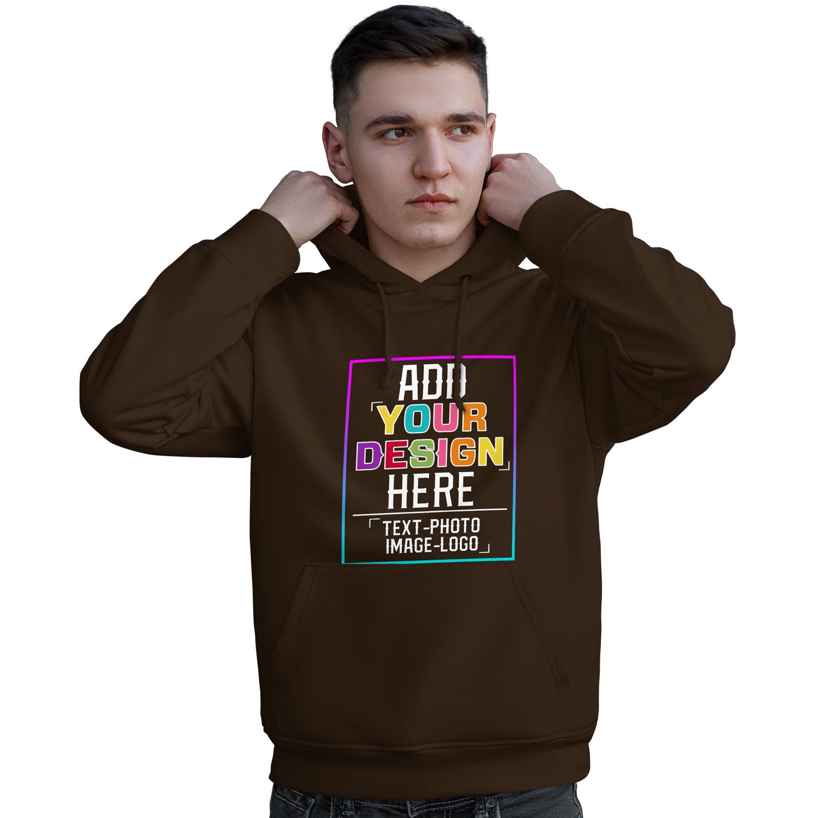 Custom Brown Personalized Rainbow Color Font Team Pullover Sweatshirt Hoodie