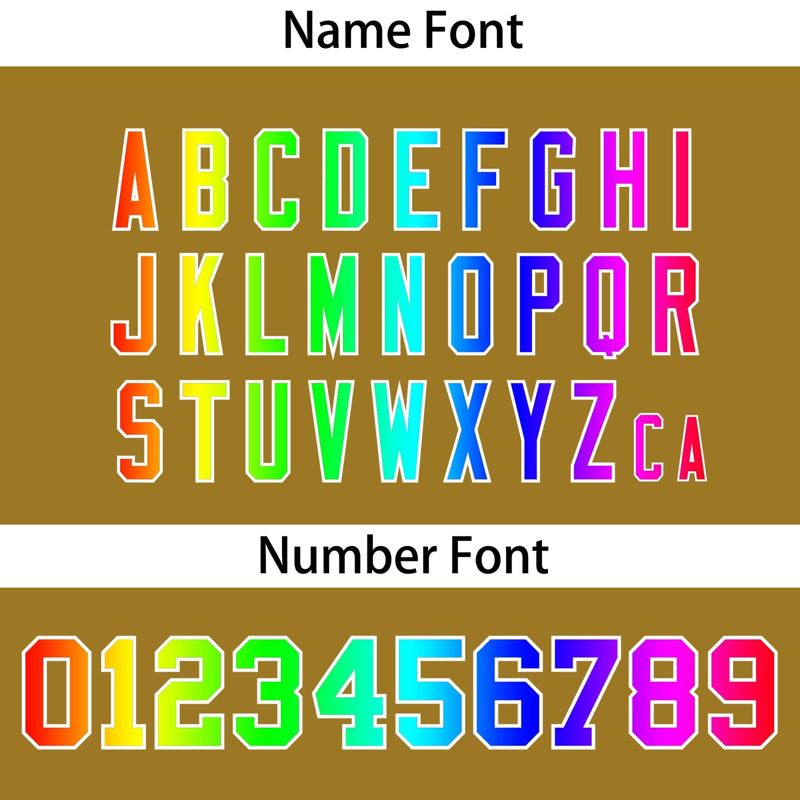Custom Old Gold Personalized Rainbow Color Font Team Pullover Sweatshirt Hoodie