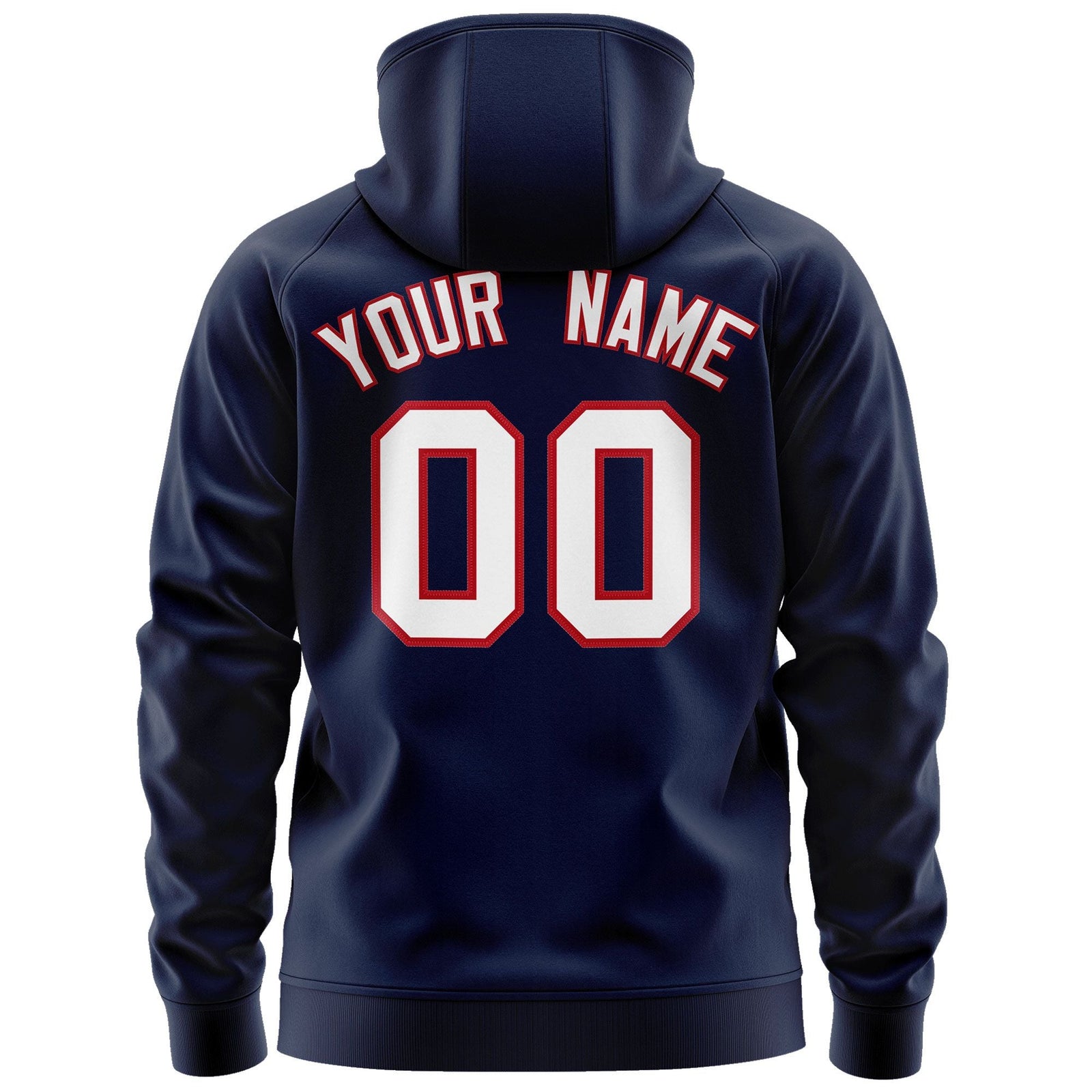 Custom Stitched Navy White-Red Sports Full-Zip Sweatshirt Hoodie